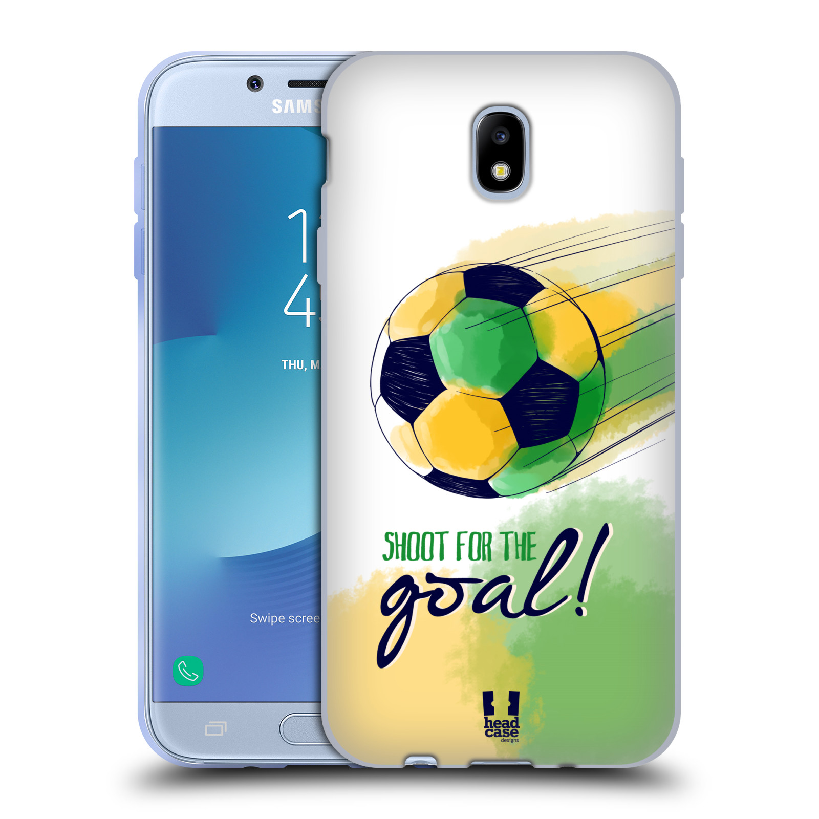 HEAD CASE silikonový obal na mobil Samsung Galaxy J7 2017 Sport fotbalový gól zelená barva