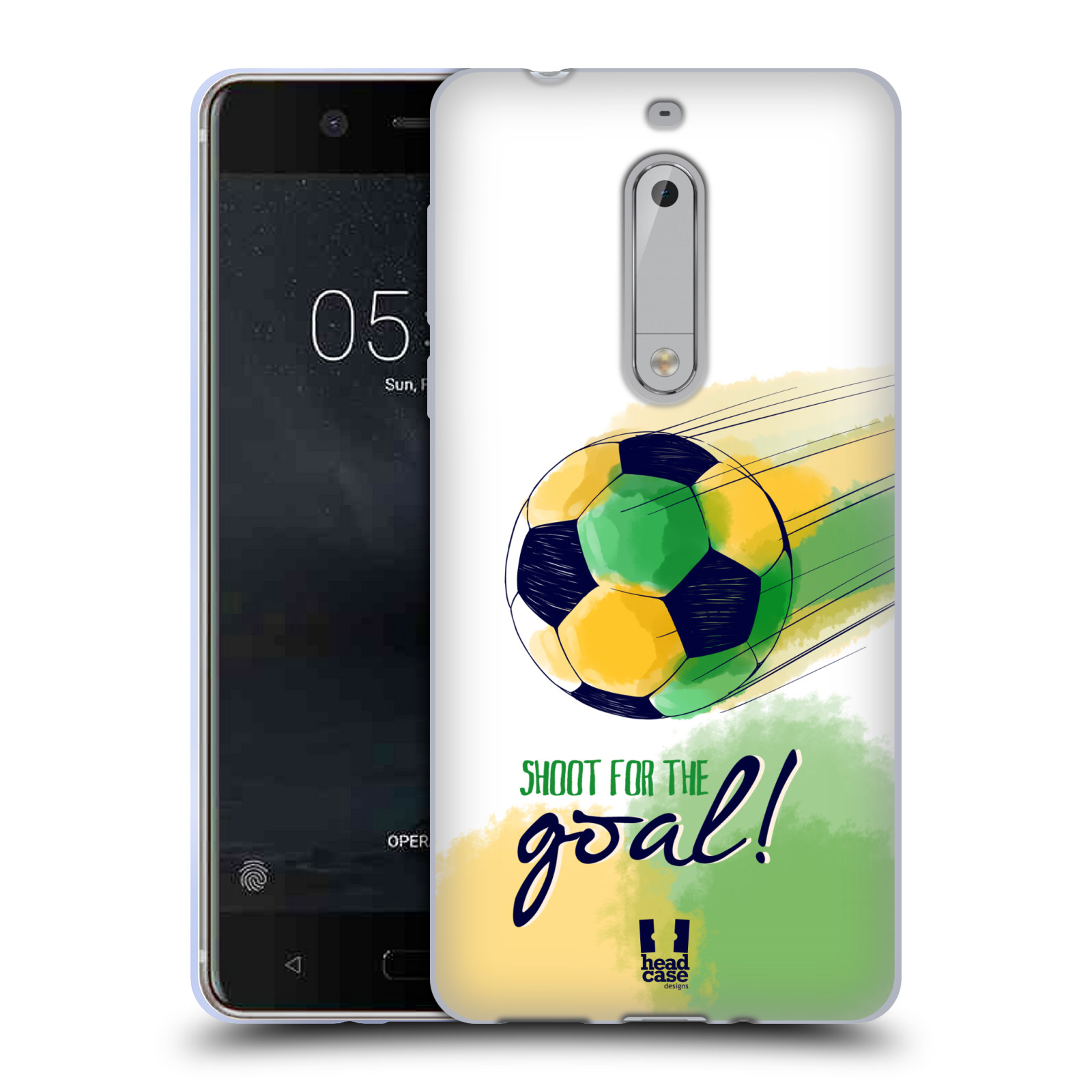 HEAD CASE silikonový obal na mobil Nokia 5 Sport fotbalový gól zelená barva
