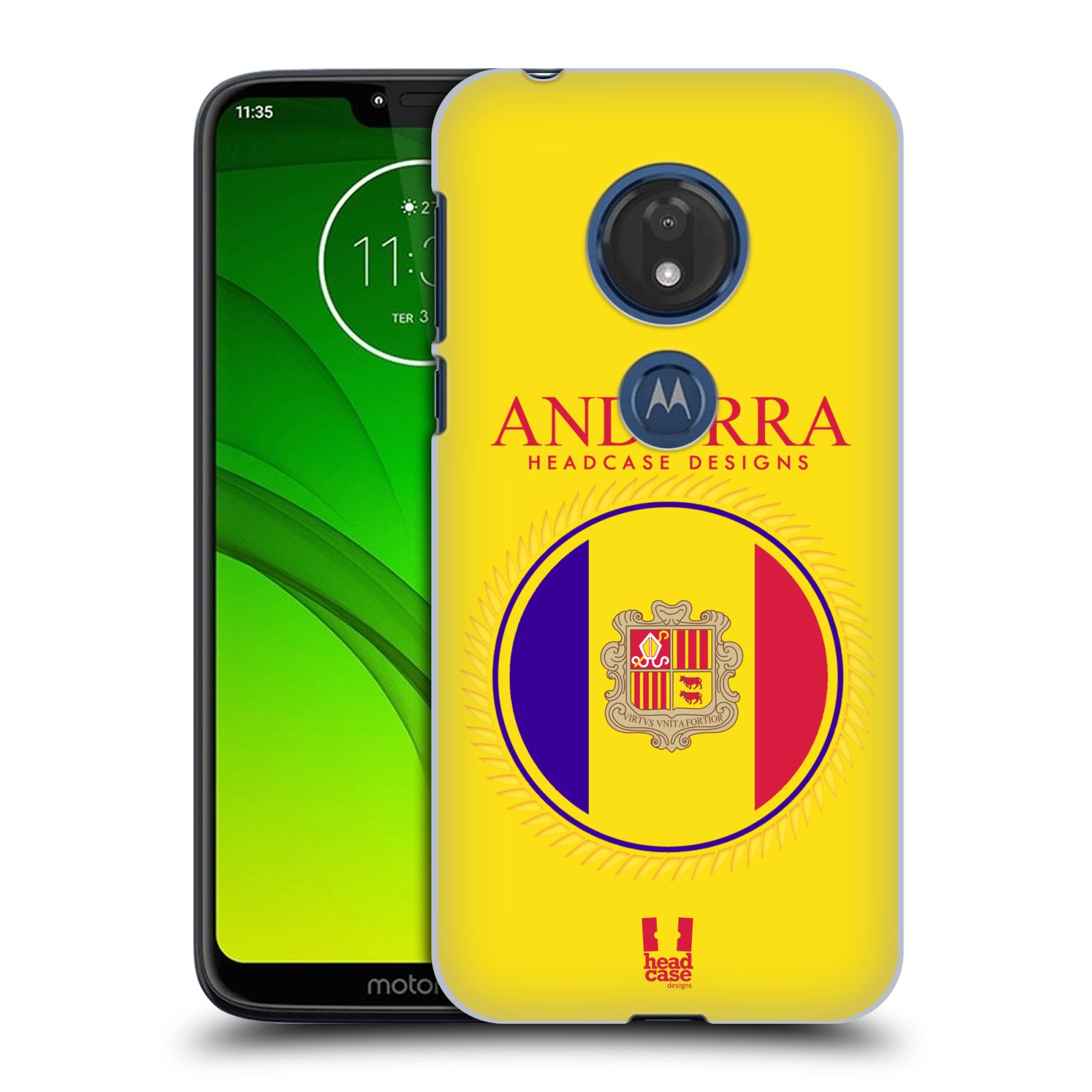 Pouzdro na mobil Motorola Moto G7 Play vzor Vlajky státy kreslené ANDORA