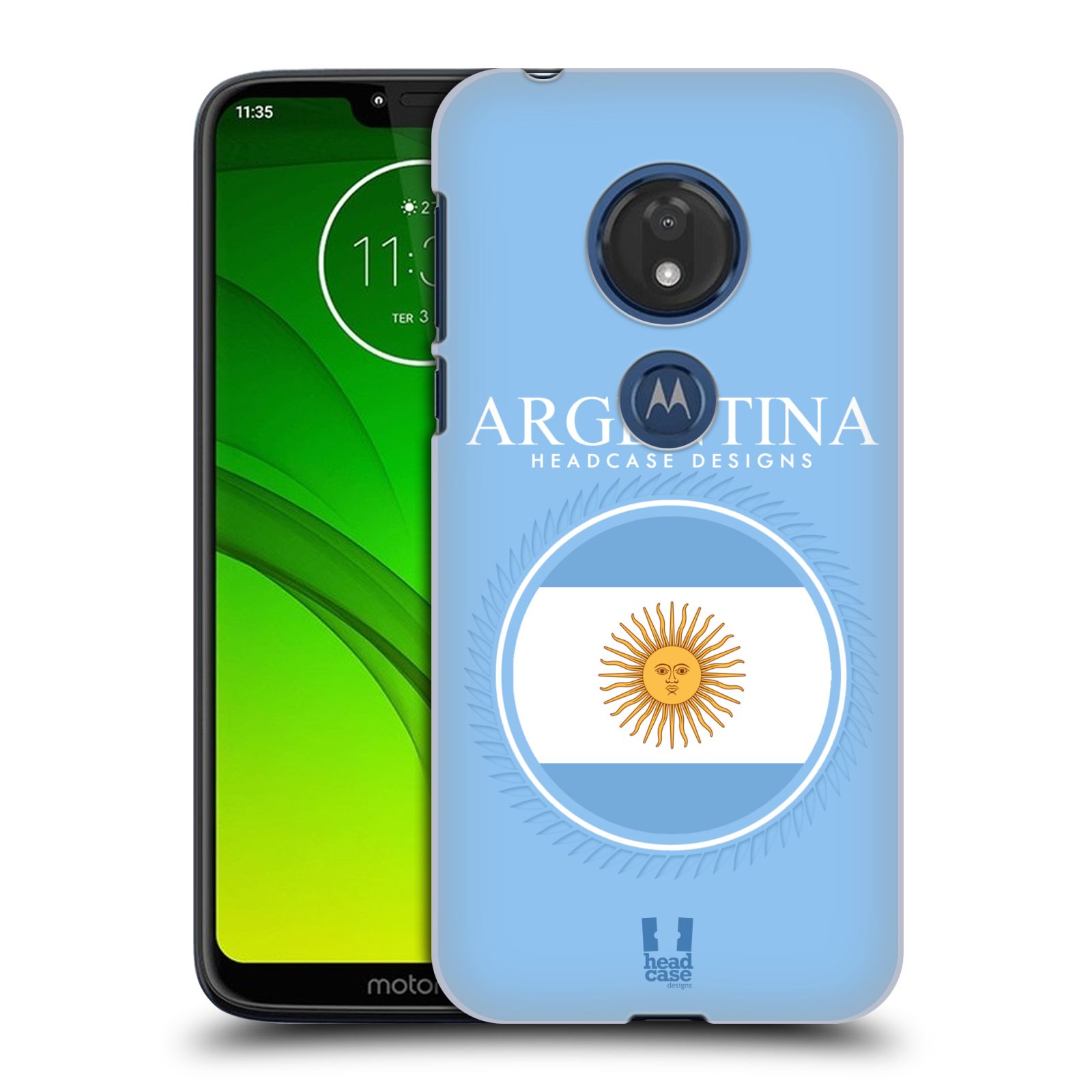 Pouzdro na mobil Motorola Moto G7 Play vzor Vlajky státy kreslené ARGENTINA