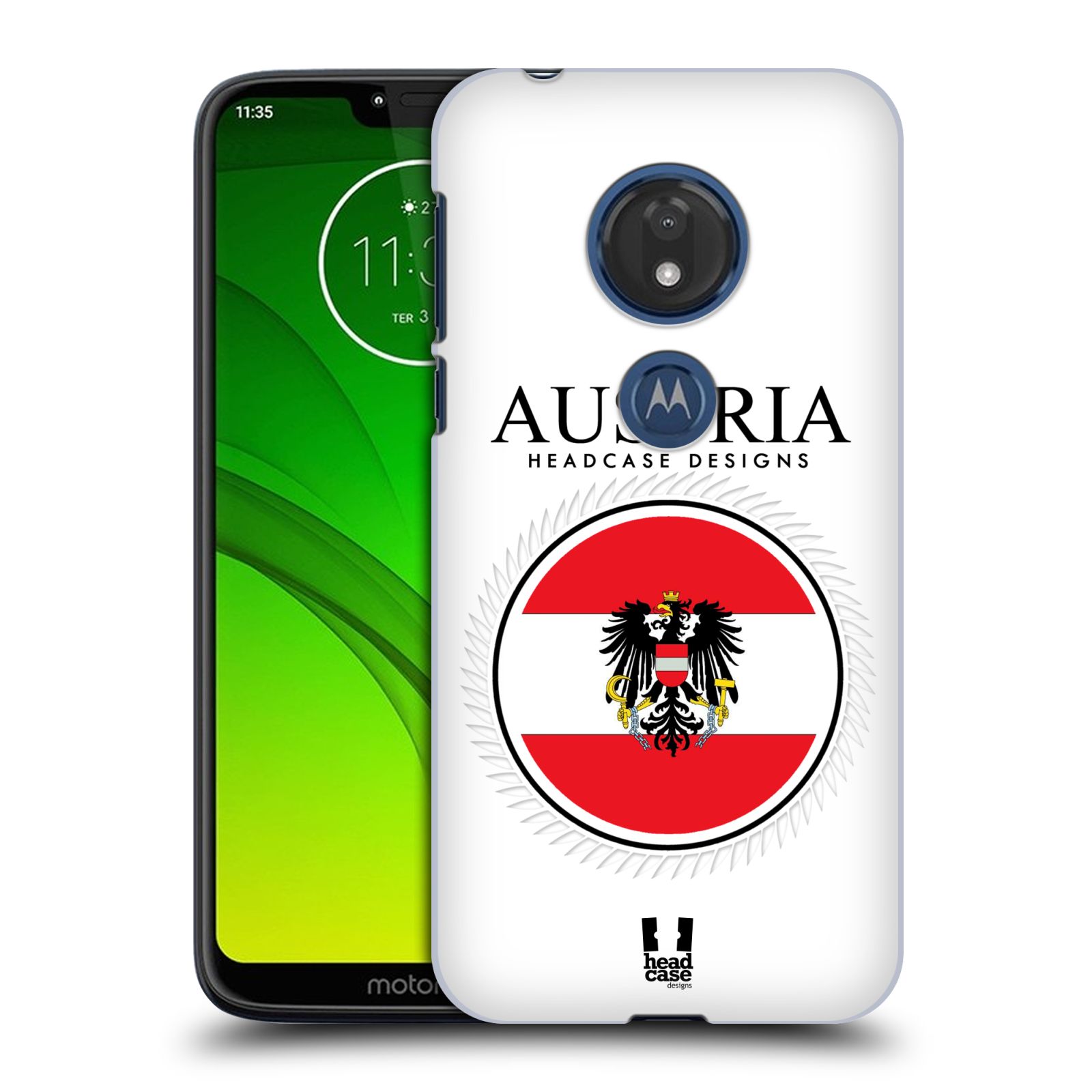 Pouzdro na mobil Motorola Moto G7 Play vzor Vlajky státy kreslené RAKOUSKO