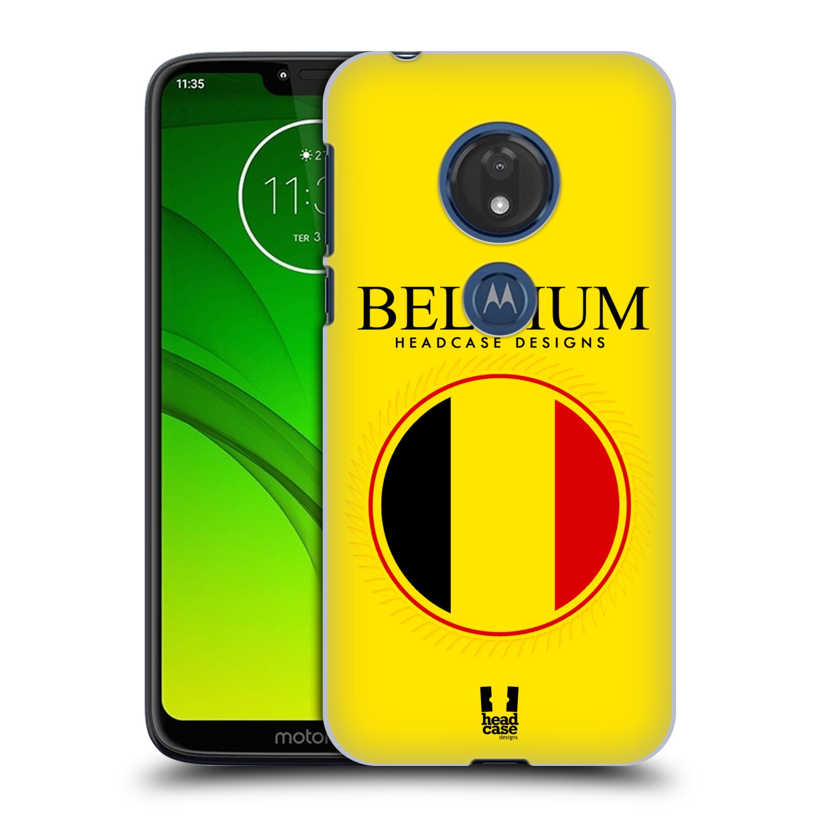 Pouzdro na mobil Motorola Moto G7 Play vzor Vlajky státy kreslené BELGIE