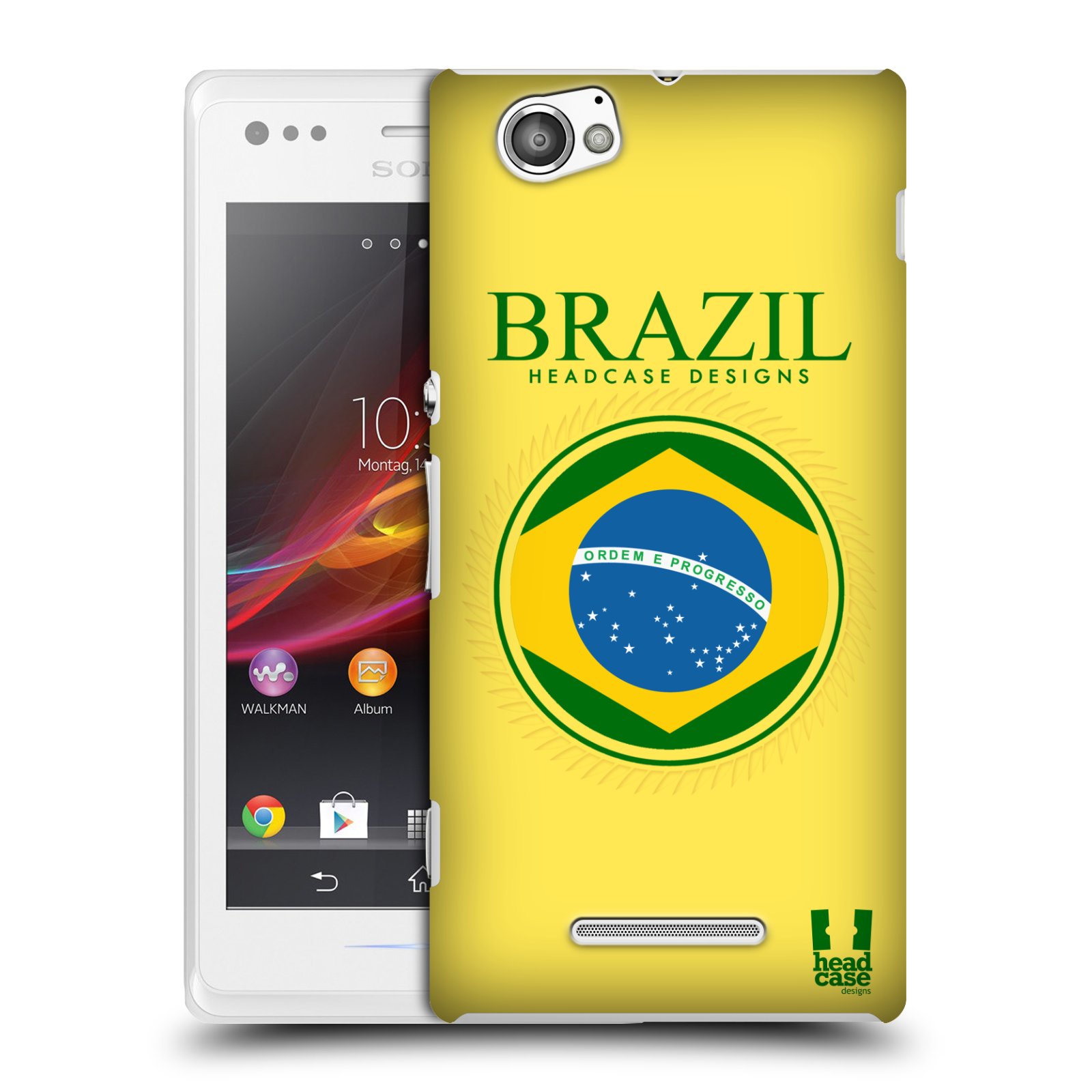HEAD CASE plastový obal na mobil Sony Xperia M vzor Vlajky státy kreslené BRAZÍLIE
