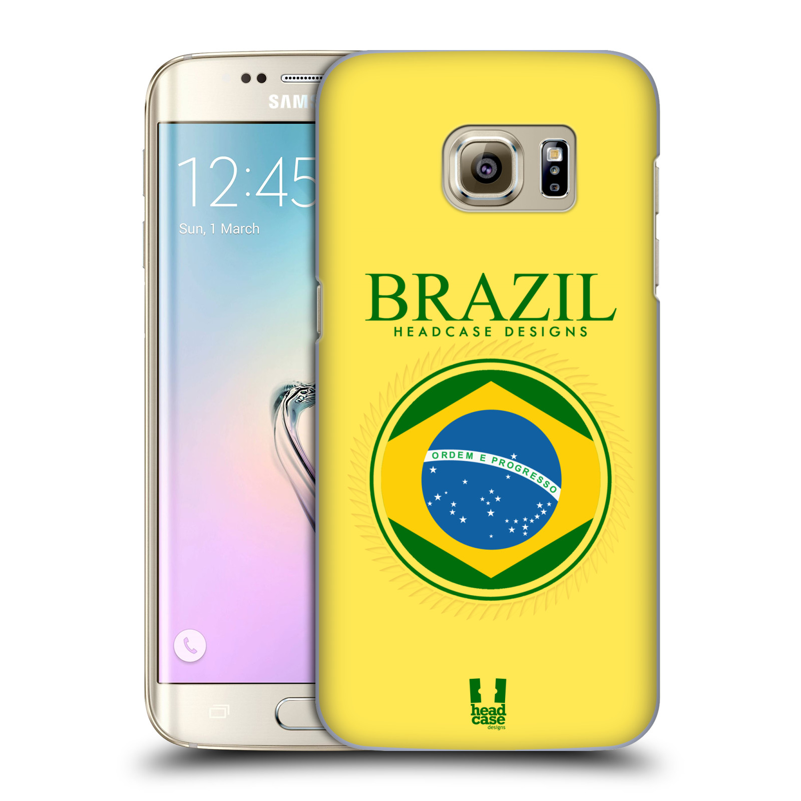 HEAD CASE plastový obal na mobil SAMSUNG GALAXY S7 EDGE vzor Vlajky státy kreslené BRAZÍLIE