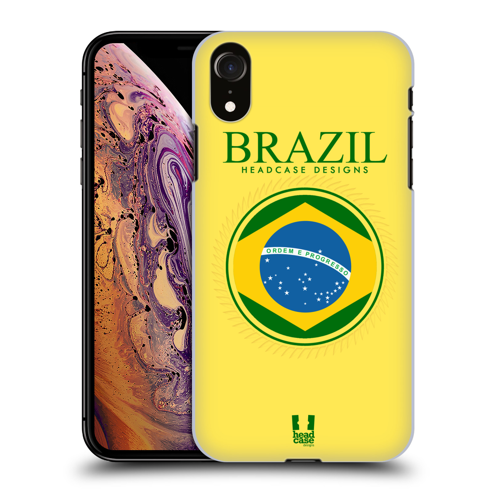 HEAD CASE plastový obal na mobil Apple Iphone XR vzor Vlajky státy kreslené BRAZÍLIE