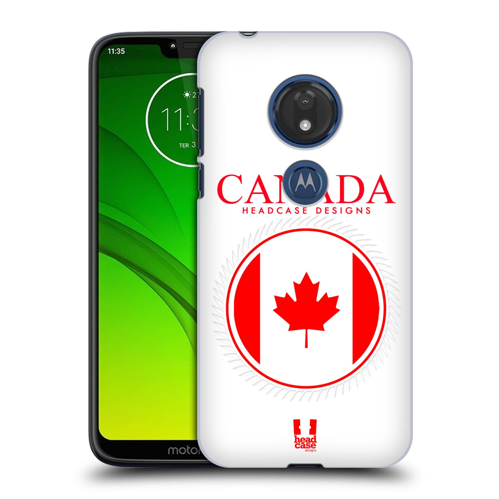 Pouzdro na mobil Motorola Moto G7 Play vzor Vlajky státy kreslené KANADA