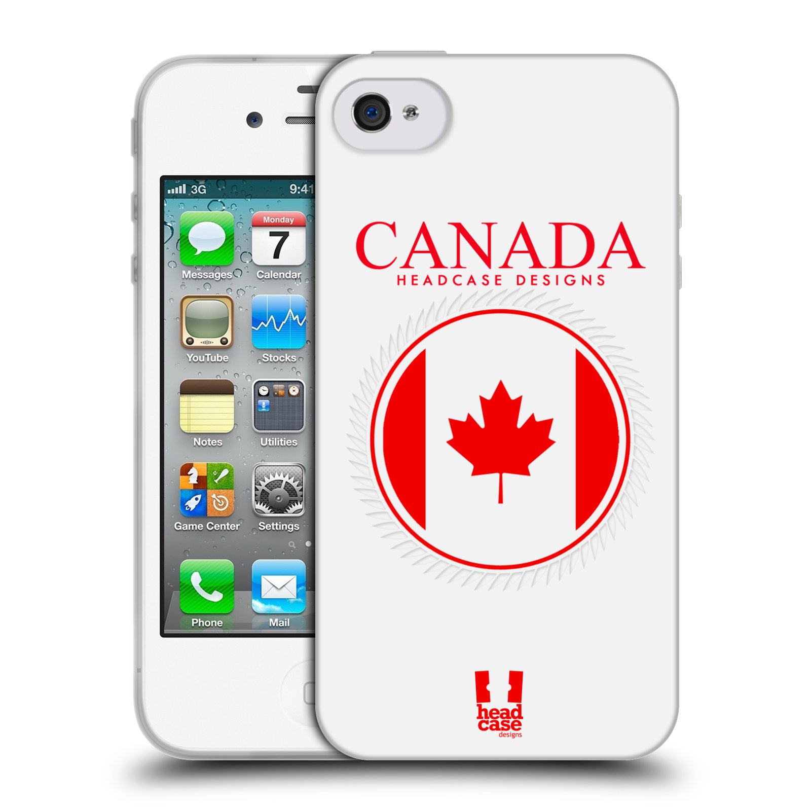 HEAD CASE silikonový obal na mobil Apple Iphone 4/4S vzor Vlajky státy kreslené KANADA