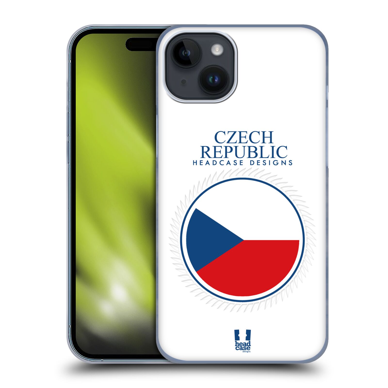 Plastový obal HEAD CASE na mobil Apple Iphone 15 PLUS vzor Vlajky státy kreslené ČESKÁ REPUBLIKA