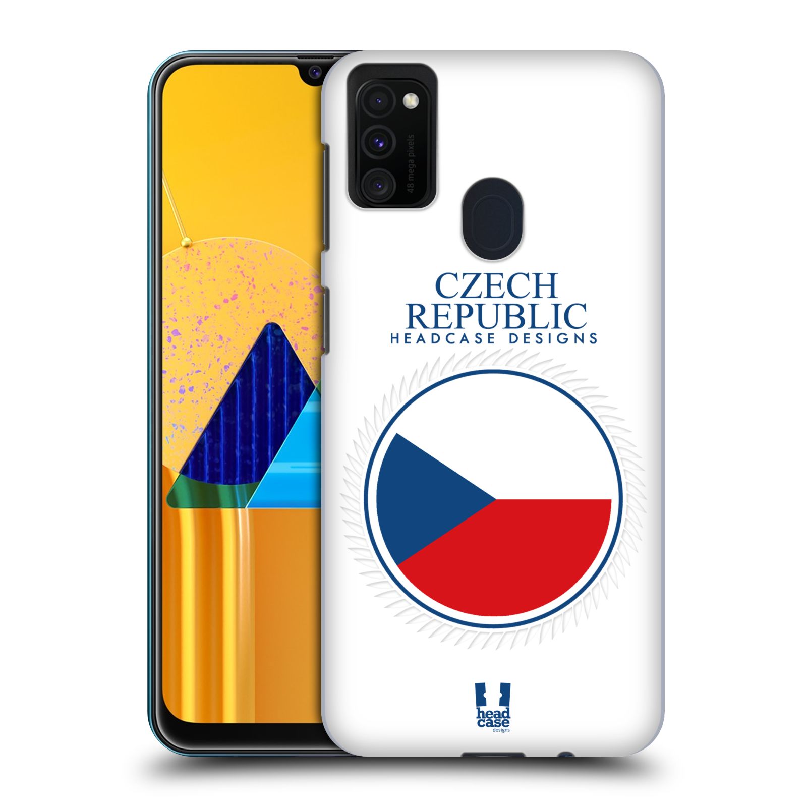Plastový obal HEAD CASE na mobil Samsung Galaxy M30s vzor Vlajky státy kreslené ČESKÁ REPUBLIKA