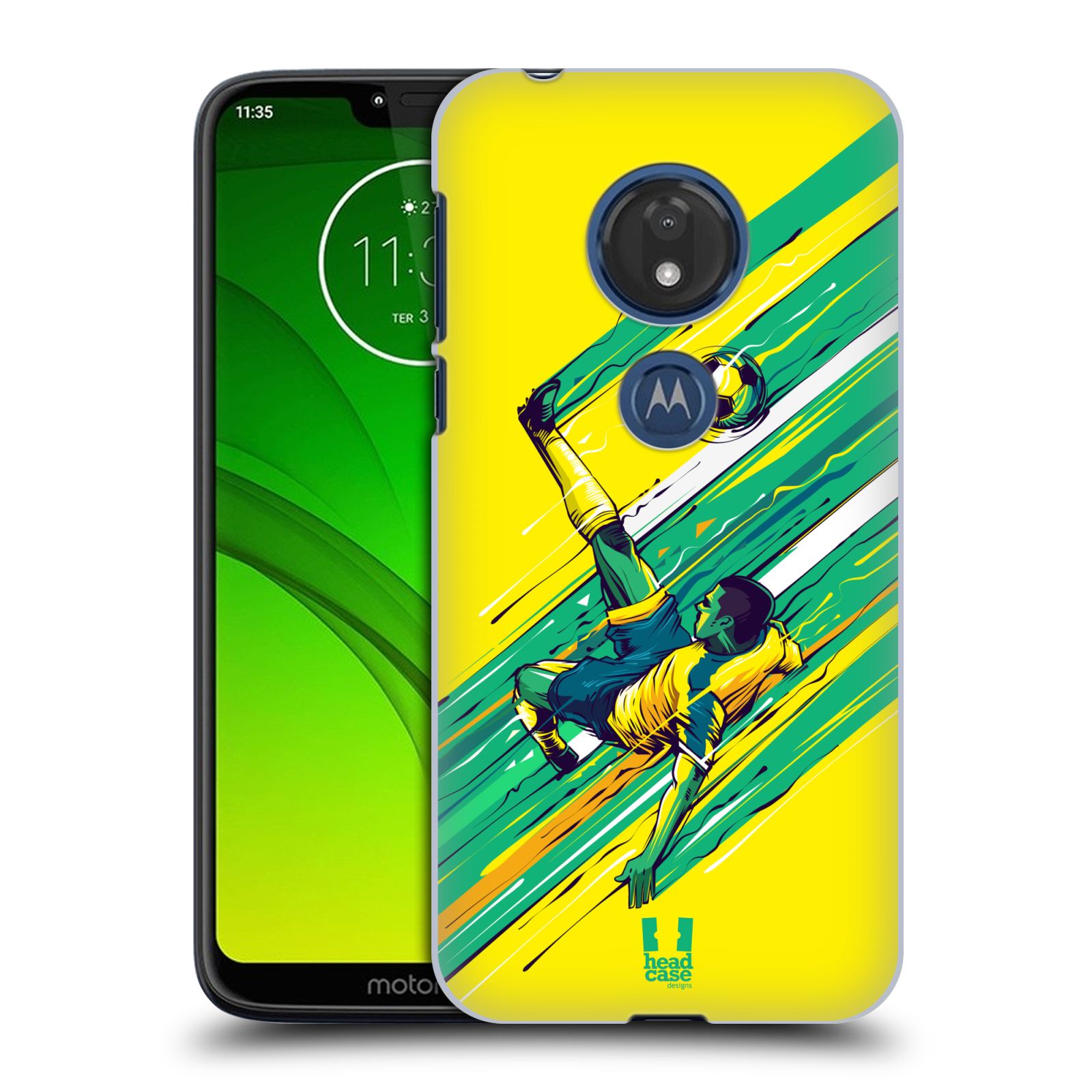 Pouzdro na mobil Motorola Moto G7 Play Sport fotbal kreslený nůžky