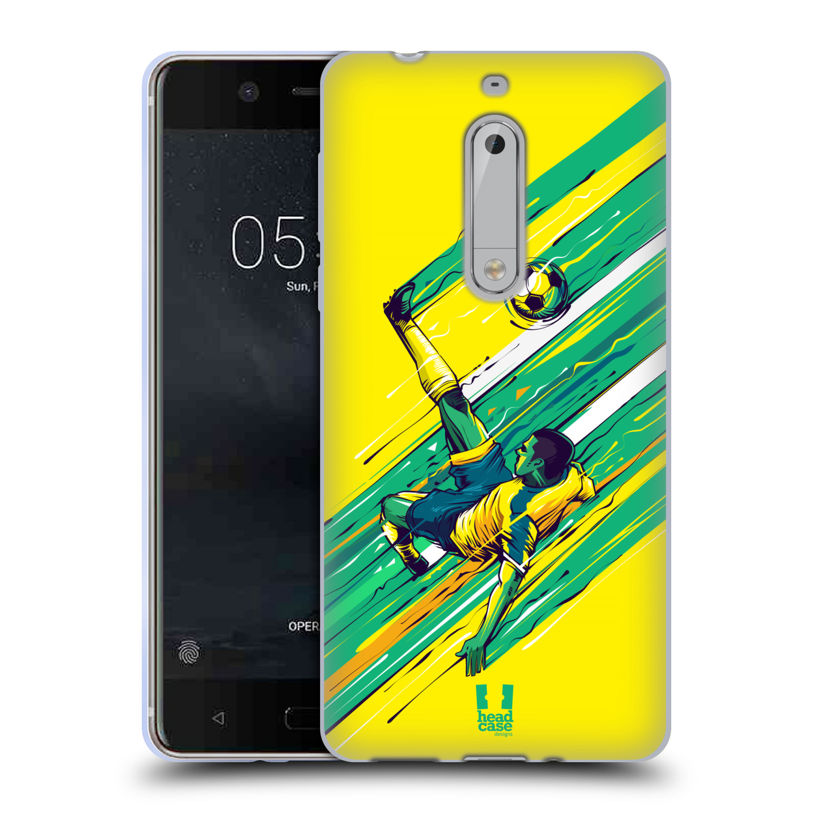HEAD CASE silikonový obal na mobil Nokia 5 Sport fotbal kreslený nůžky
