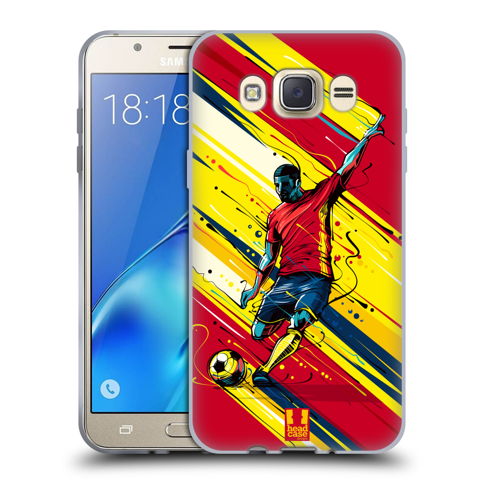 HEAD CASE silikonový obal na mobil Samsung Galaxy J7 2016 Sport fotbal střela do brány