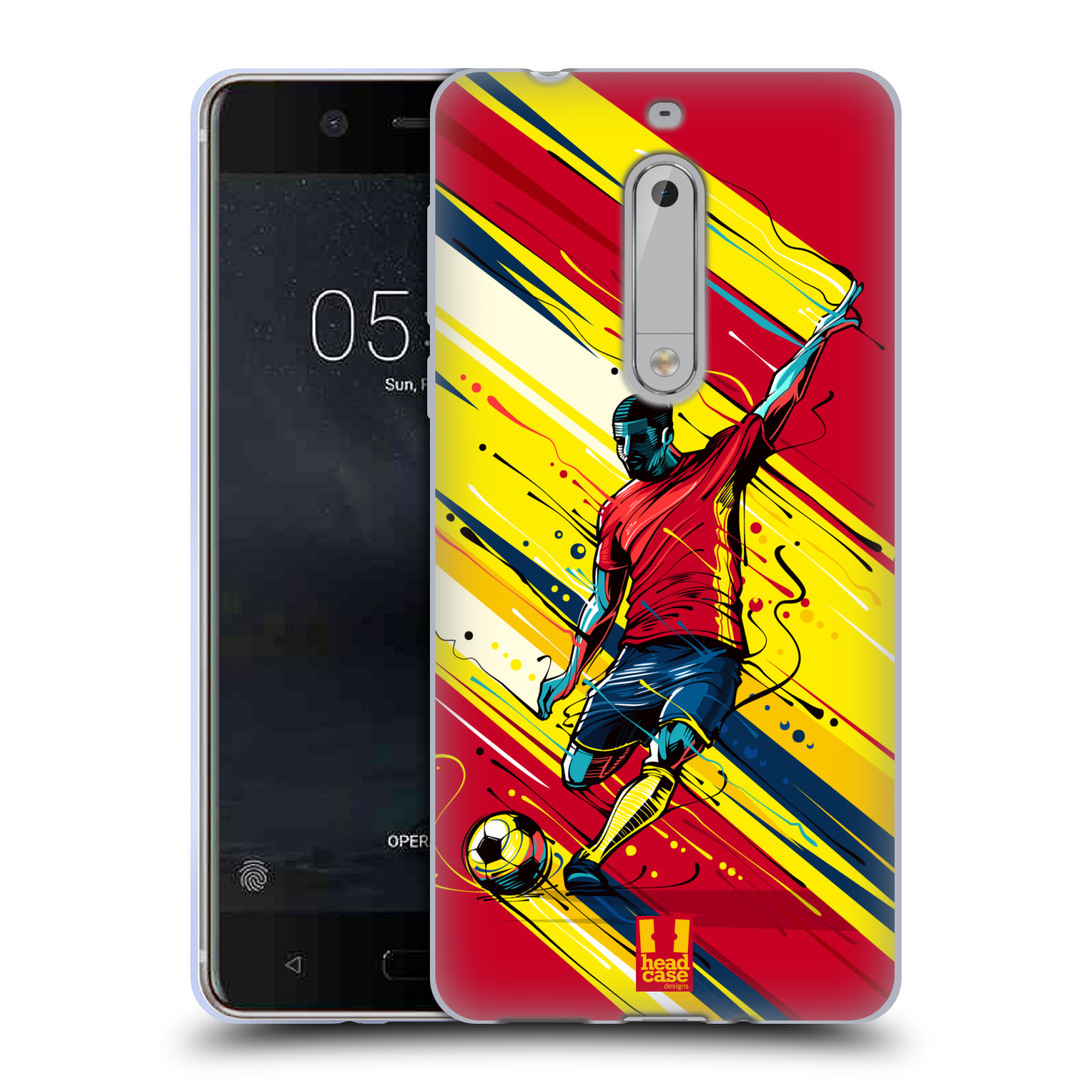 HEAD CASE silikonový obal na mobil Nokia 5 Sport fotbal střela do brány