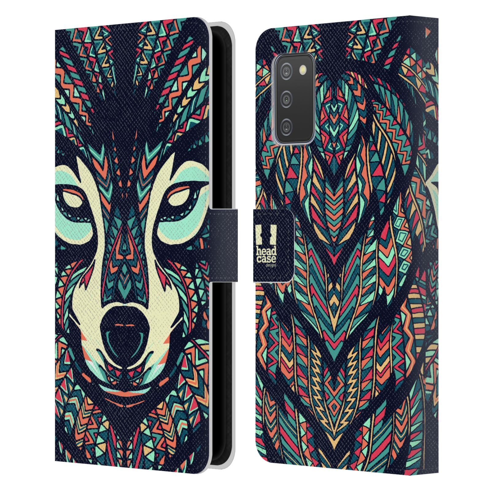 Pouzdro pro mobil Samsung Galaxy A02s / A03s - HEAD CASE - Aztécký motiv vlk