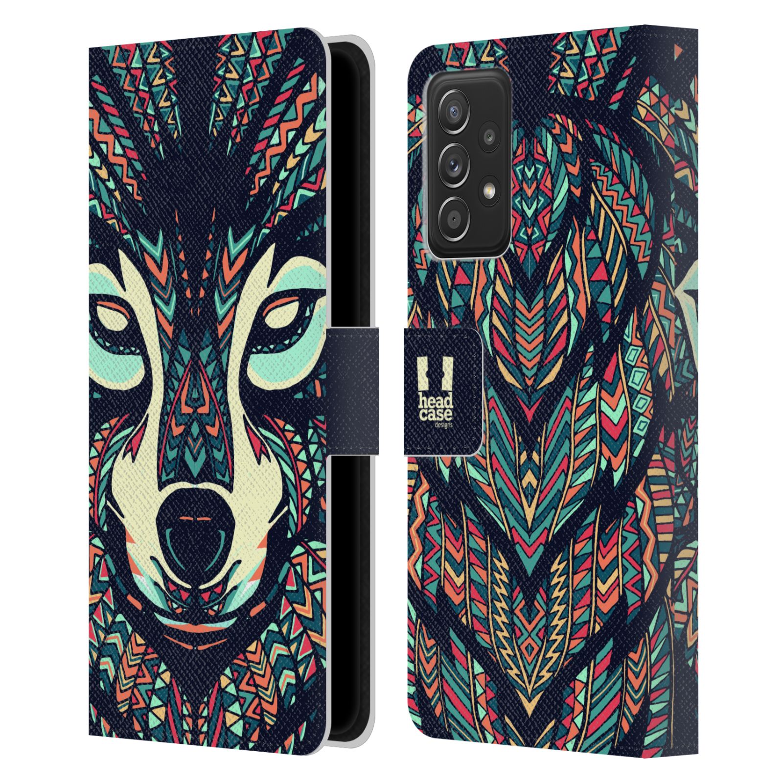 Pouzdro pro mobil Samsung Galaxy A52 / A52 5G / A52s 5G - HEAD CASE - Aztécký motiv vlk