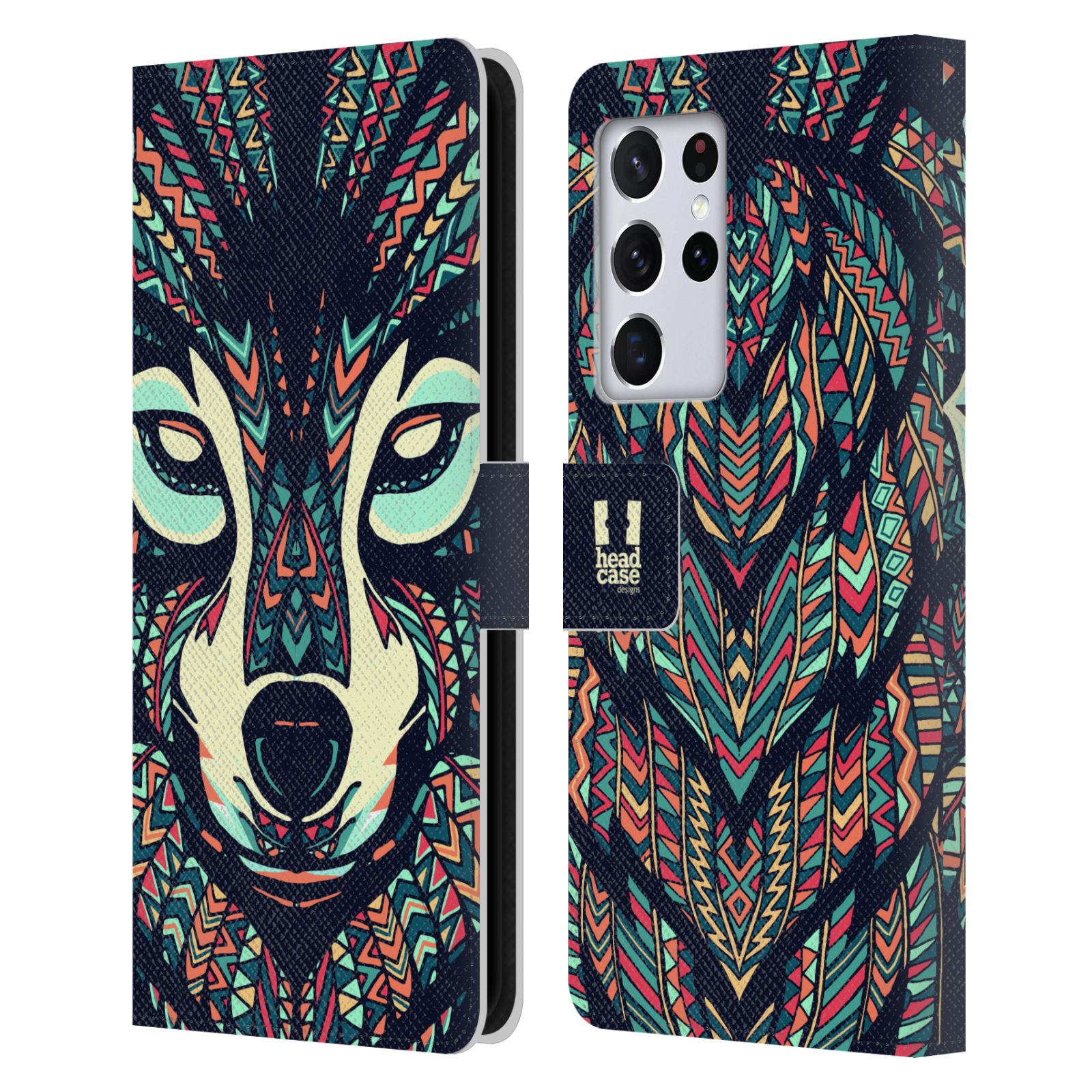 Pouzdro pro mobil Samsung Galaxy S21 ULTRA 5G  - Aztécký motiv vlk