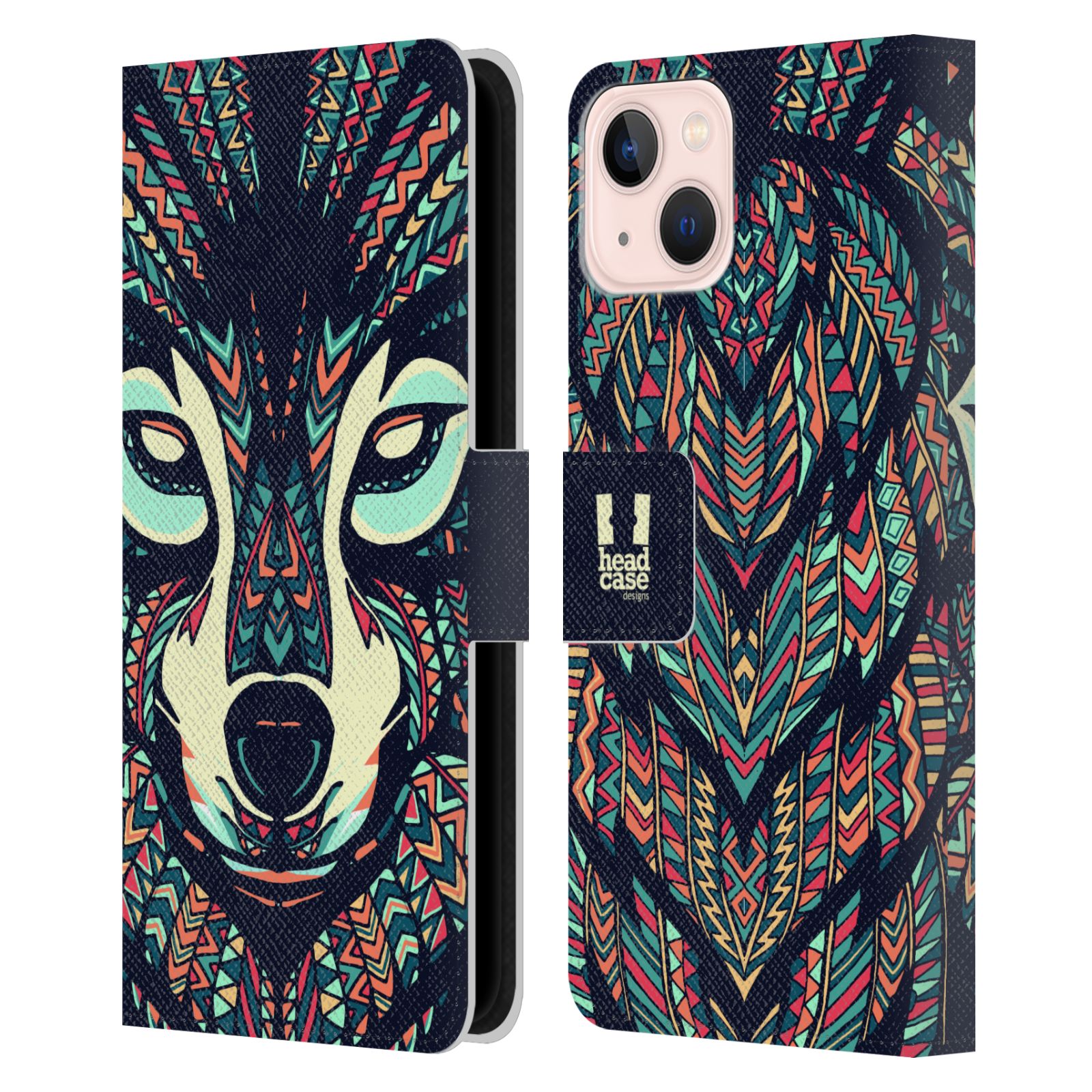 Pouzdro pro mobil Apple Iphone 13 - HEAD CASE - Aztécký motiv vlk