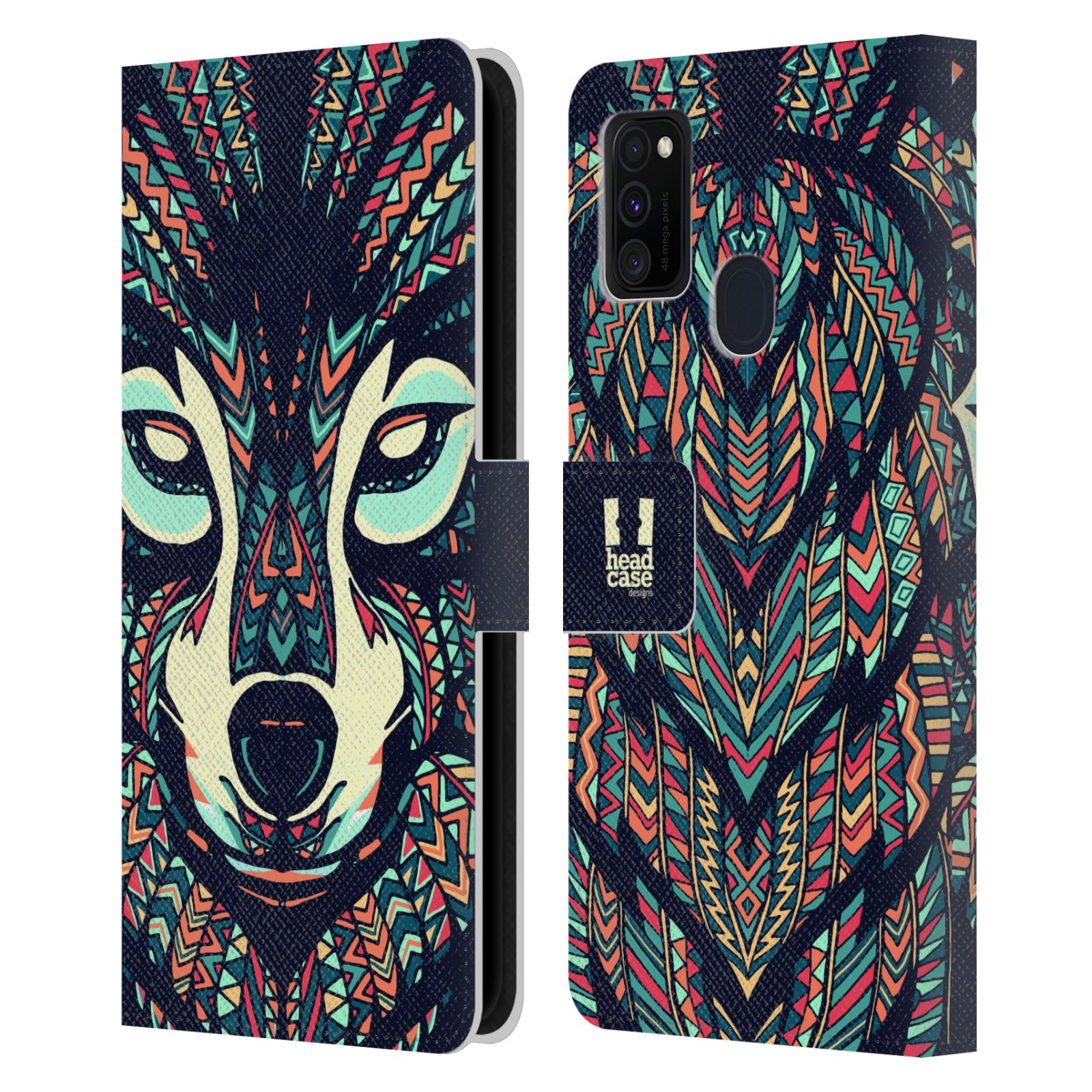 Pouzdro pro mobil Samsung Galaxy M21 - Aztécký motiv vlk