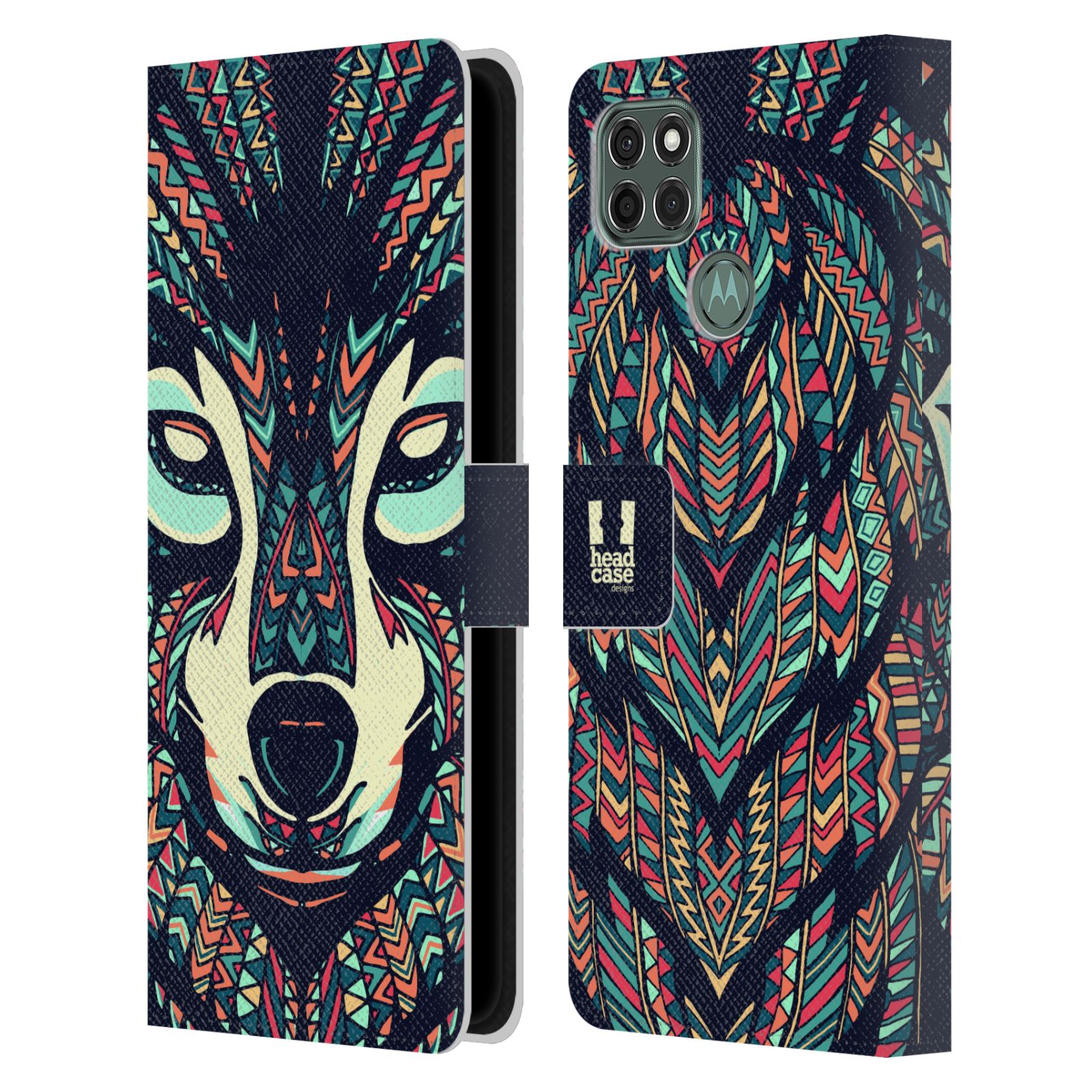Pouzdro pro mobil Motorola Moto G9 POWER - HEAD CASE - Aztécký motiv vlk