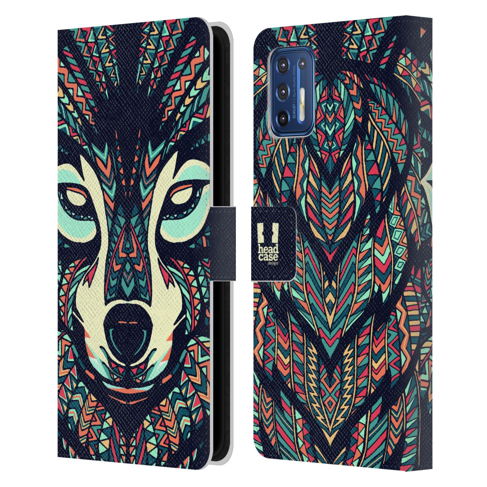 Pouzdro pro mobil Motorola Moto G9 PLUS - HEAD CASE - Aztécký motiv vlk