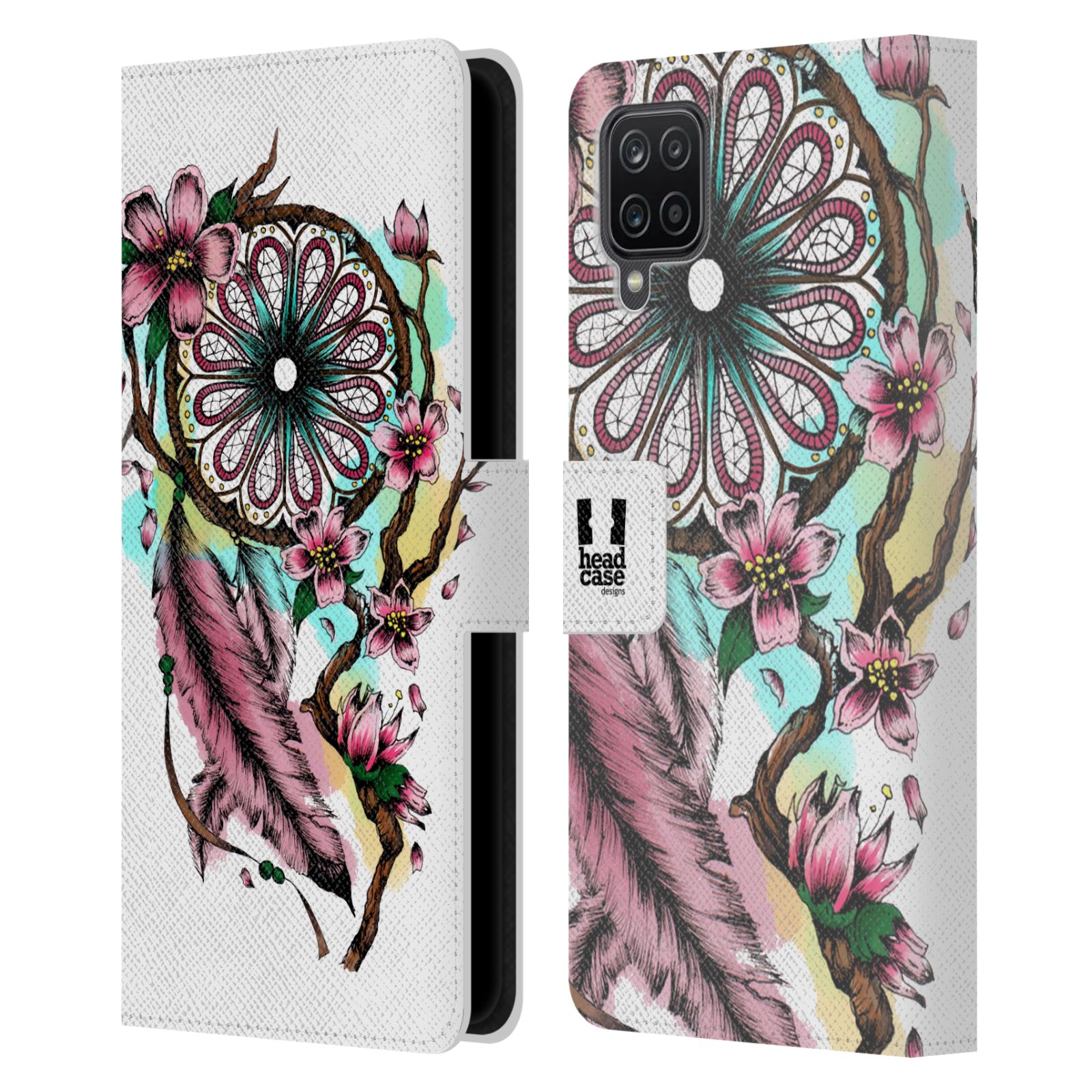 Pouzdro pro mobil Samsung Galaxy A12  - Květinový vzor lapač snů