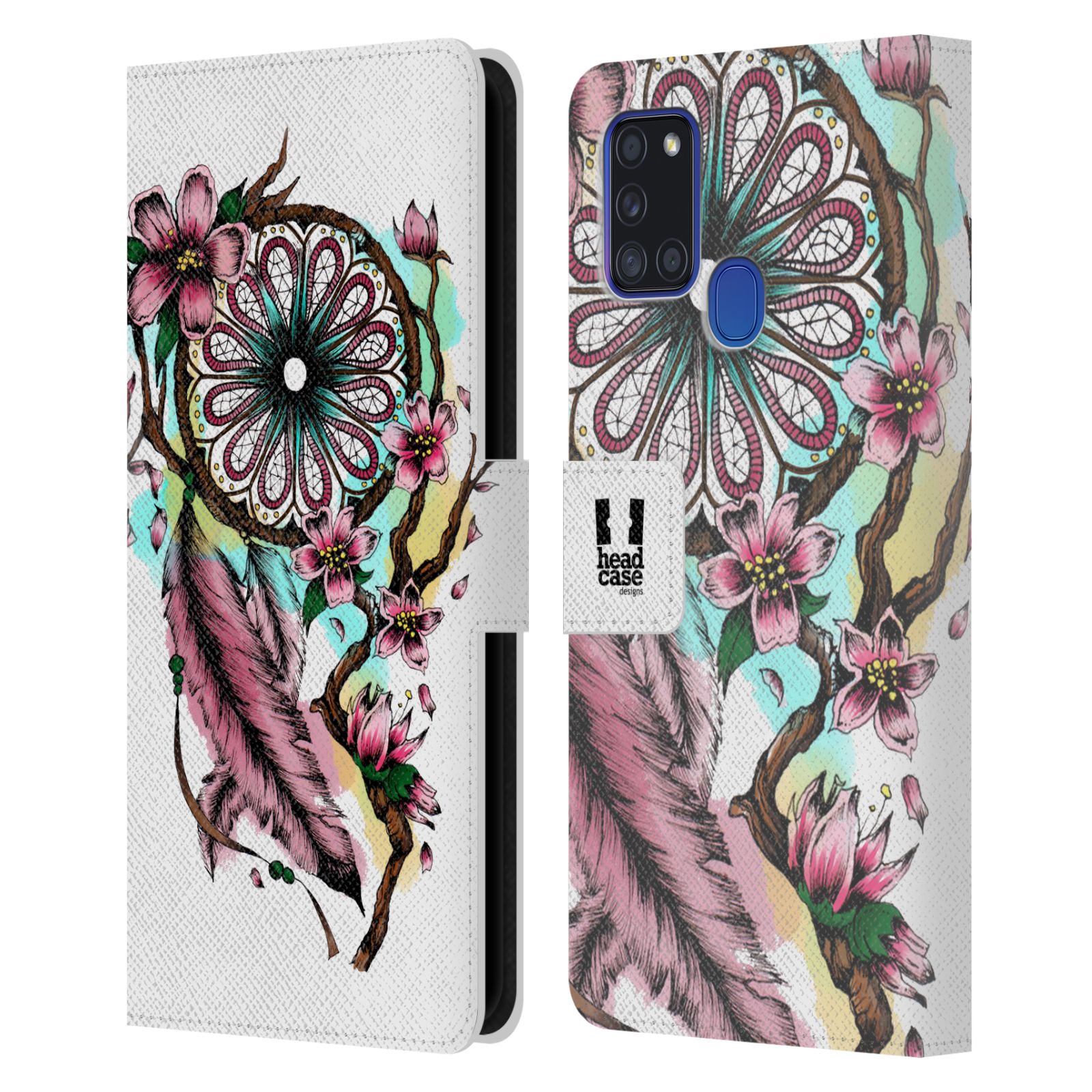 Pouzdro pro mobil Samsung Galaxy A21S - Květinový vzor lapač snů