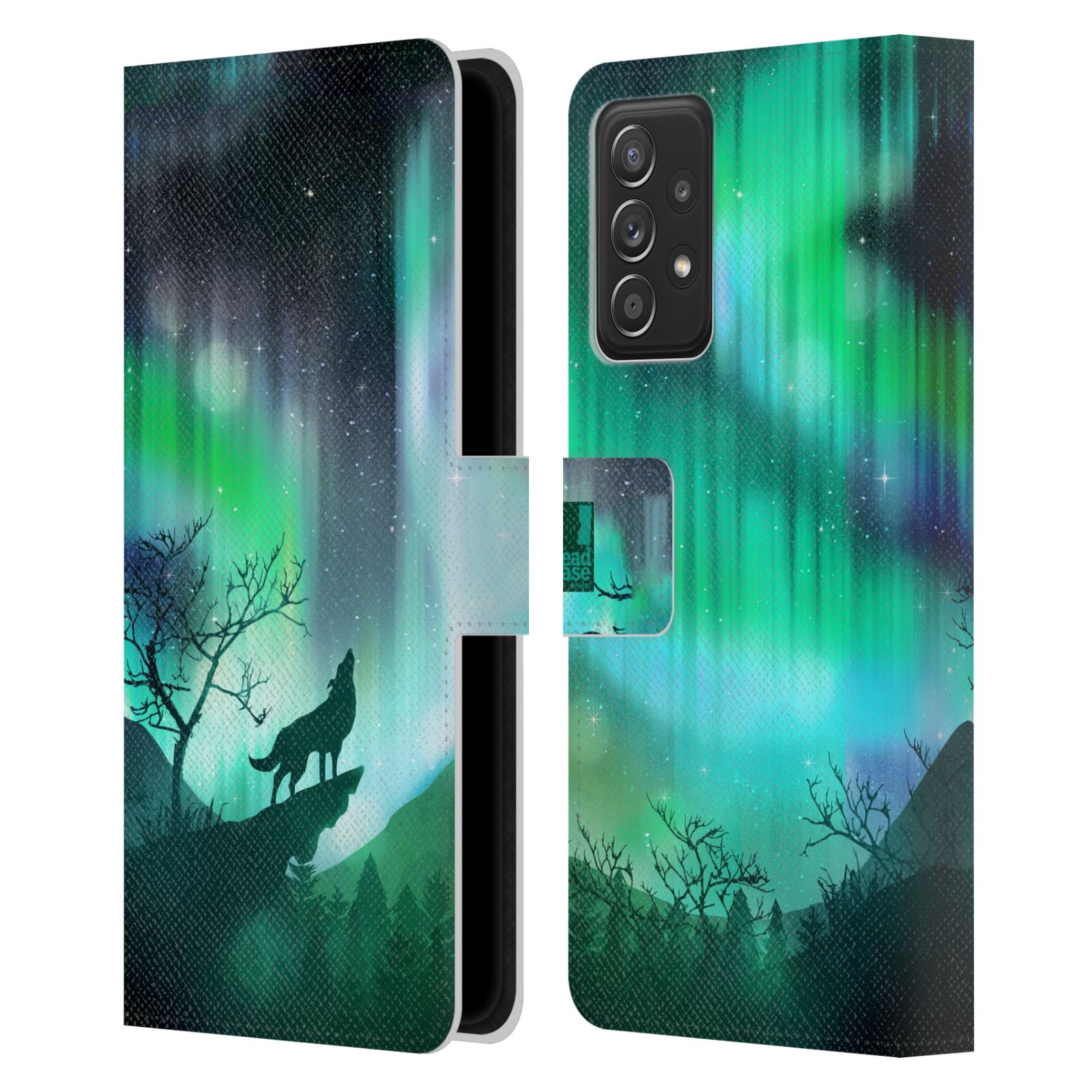 Pouzdro pro mobil Samsung Galaxy A52 / A52 5G / A52s 5G - HEAD CASE - Vlk a polární záře zelená