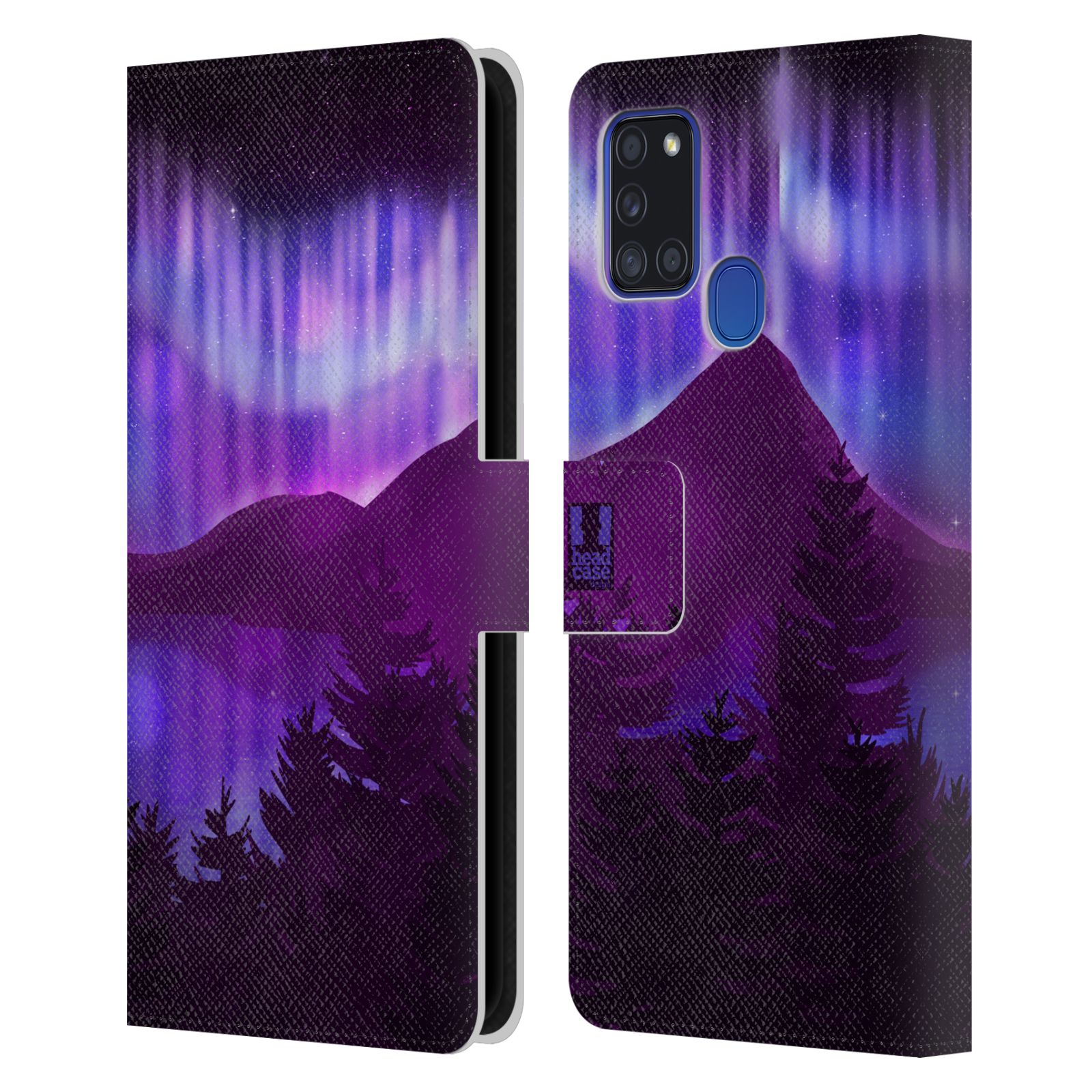 Pouzdro na mobil Samsung Galaxy A21S - HEAD CASE - Hory a lesy fialový odstín