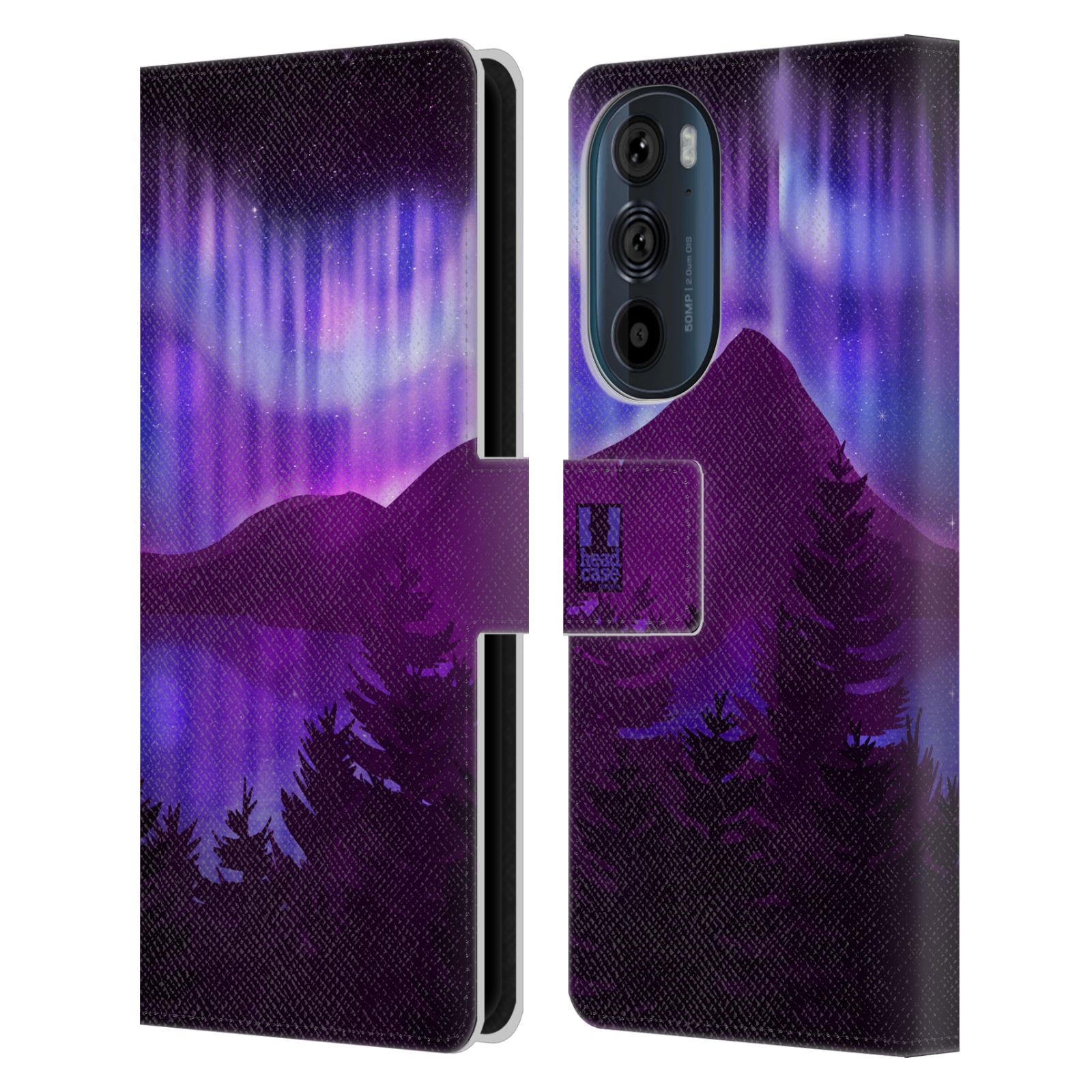Pouzdro na mobil Motorola EDGE 30 - HEAD CASE - Hory a lesy fialový odstín