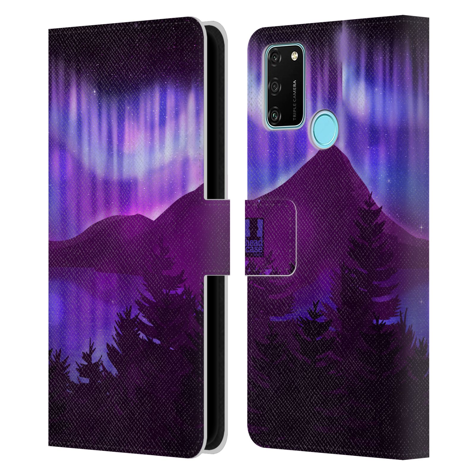 Pouzdro na mobil Honor 9A - HEAD CASE - Hory a lesy fialový odstín