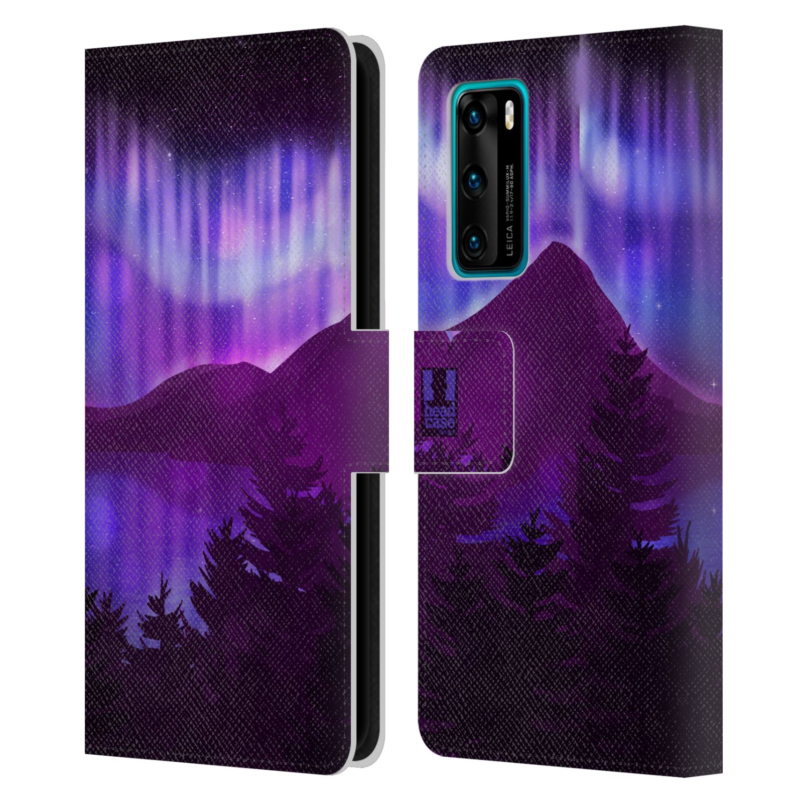 Pouzdro na mobil Huawei P40 - HEAD CASE - Hory a lesy fialový odstín