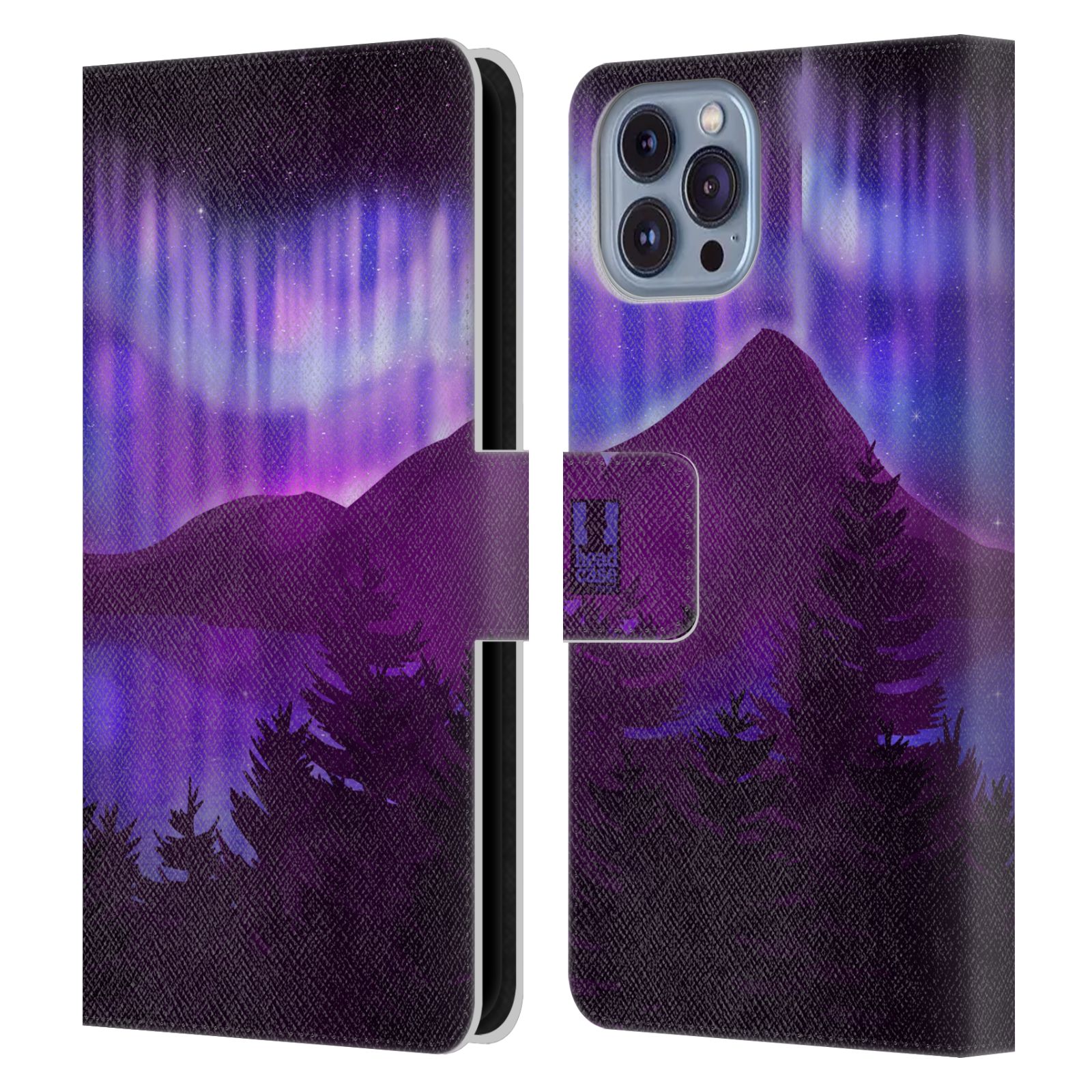 Pouzdro na mobil Apple Iphone 14 - HEAD CASE - Hory a lesy fialový odstín