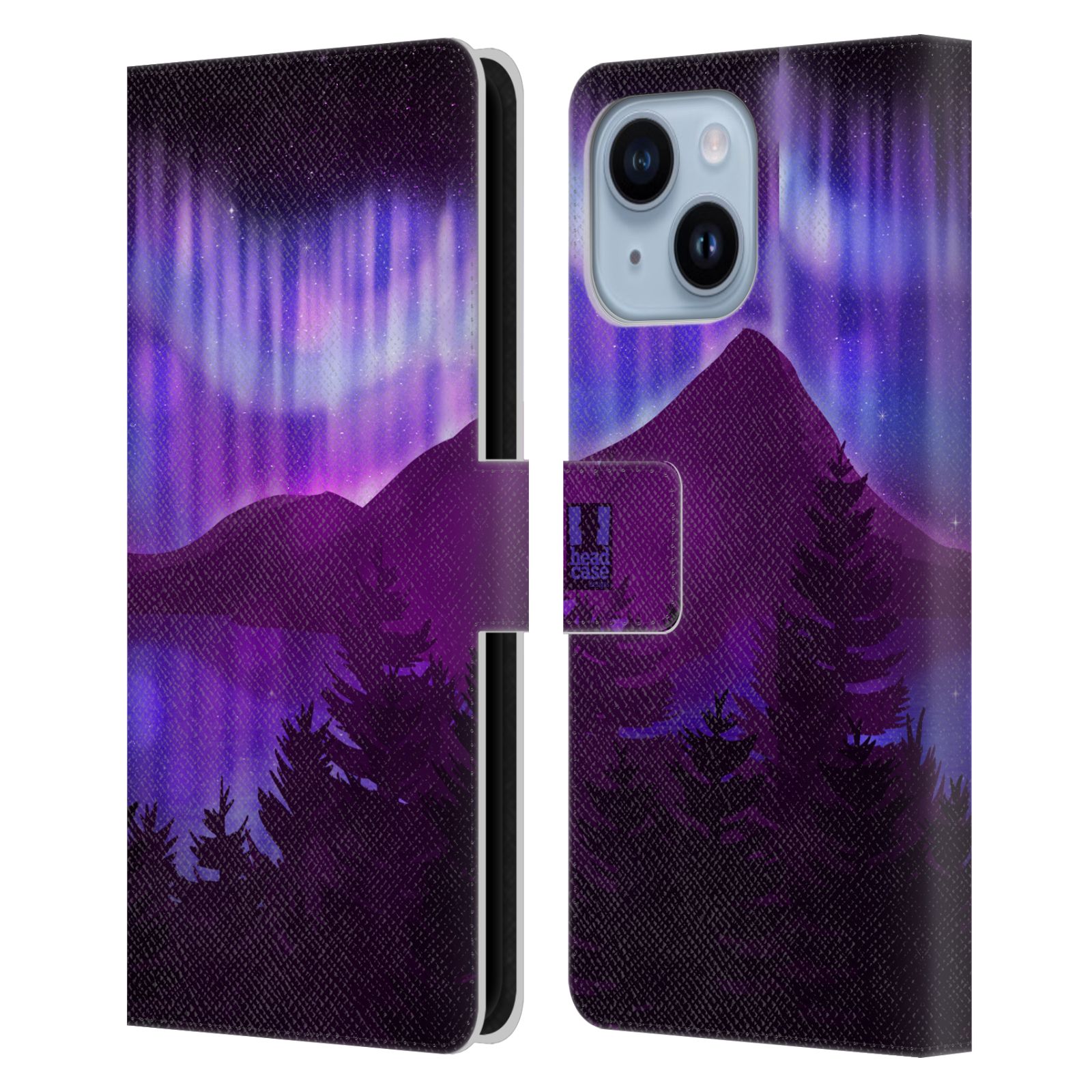 Pouzdro na mobil Apple Iphone 14 PLUS - HEAD CASE - Hory a lesy fialový odstín