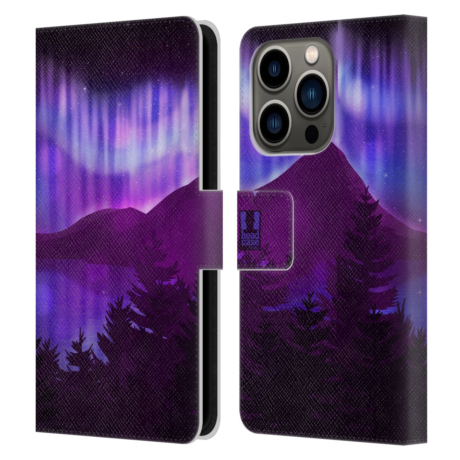 Pouzdro na mobil Apple Iphone 14 PRO - HEAD CASE - Hory a lesy fialový odstín