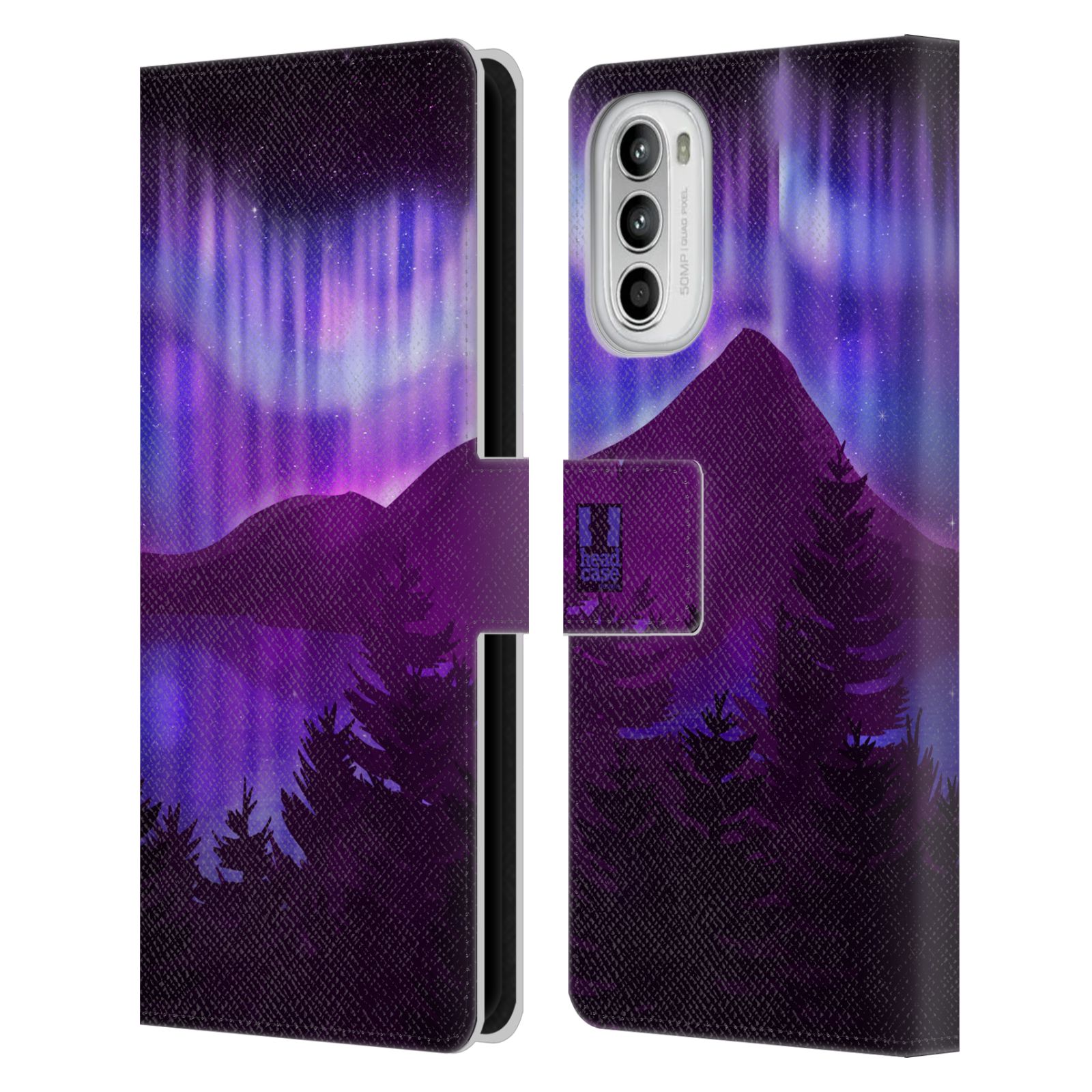 Pouzdro na mobil Motorola Moto G52 - HEAD CASE - Hory a lesy fialový odstín