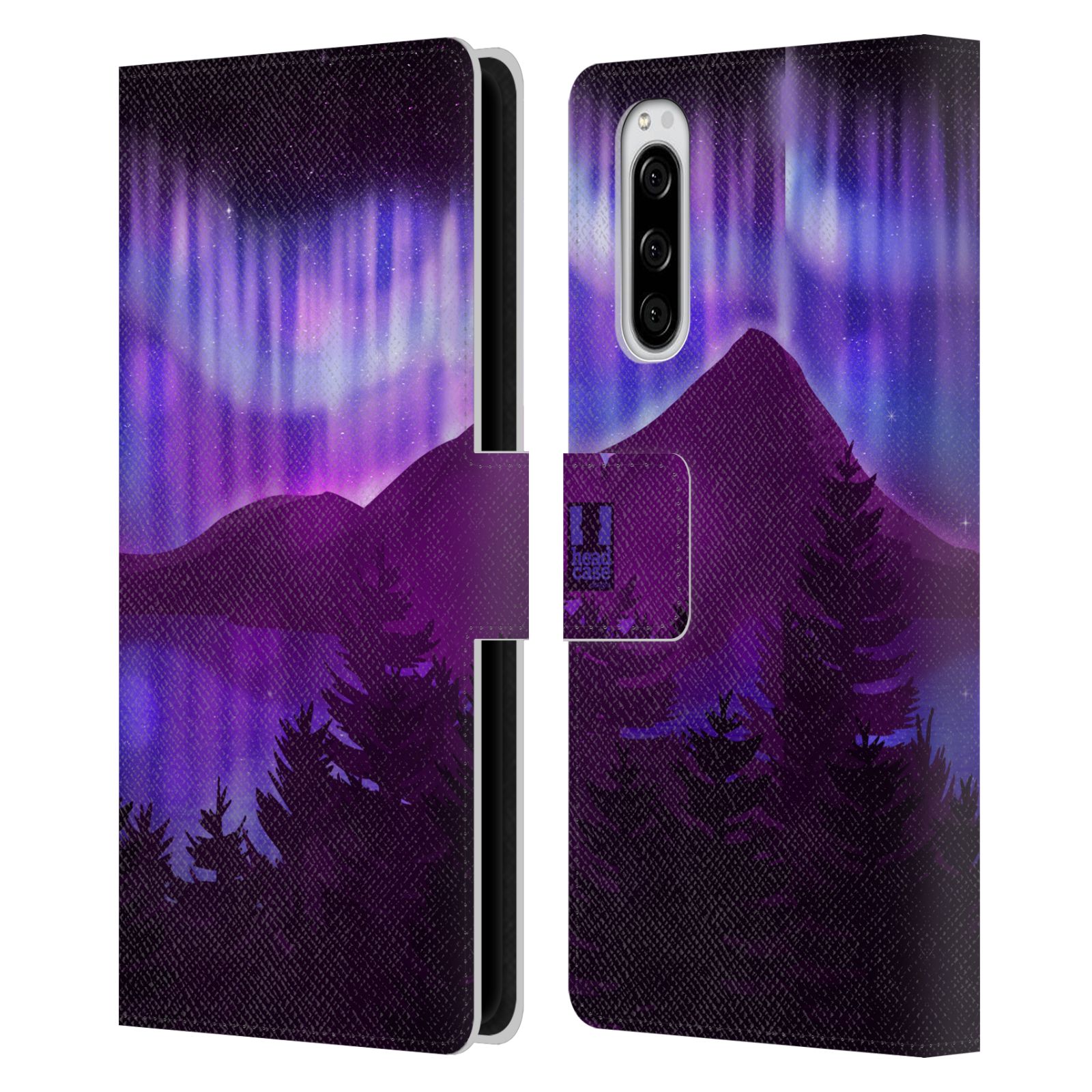 Pouzdro na mobil Sony Xperia 5  - HEAD CASE - Hory a lesy fialový odstín