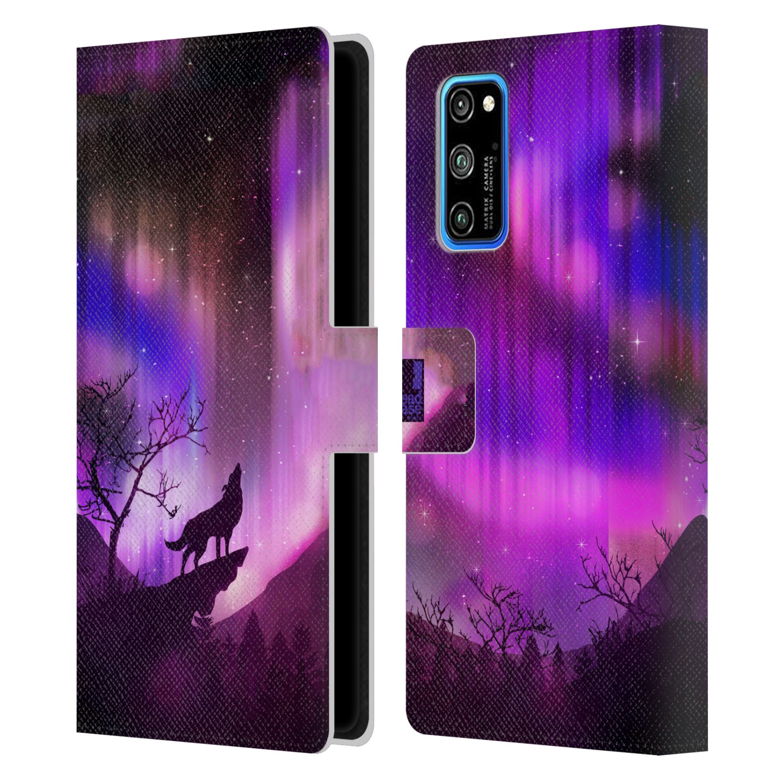 Pouzdro pro mobil Honor View 30 PRO - Vlk a polární záře