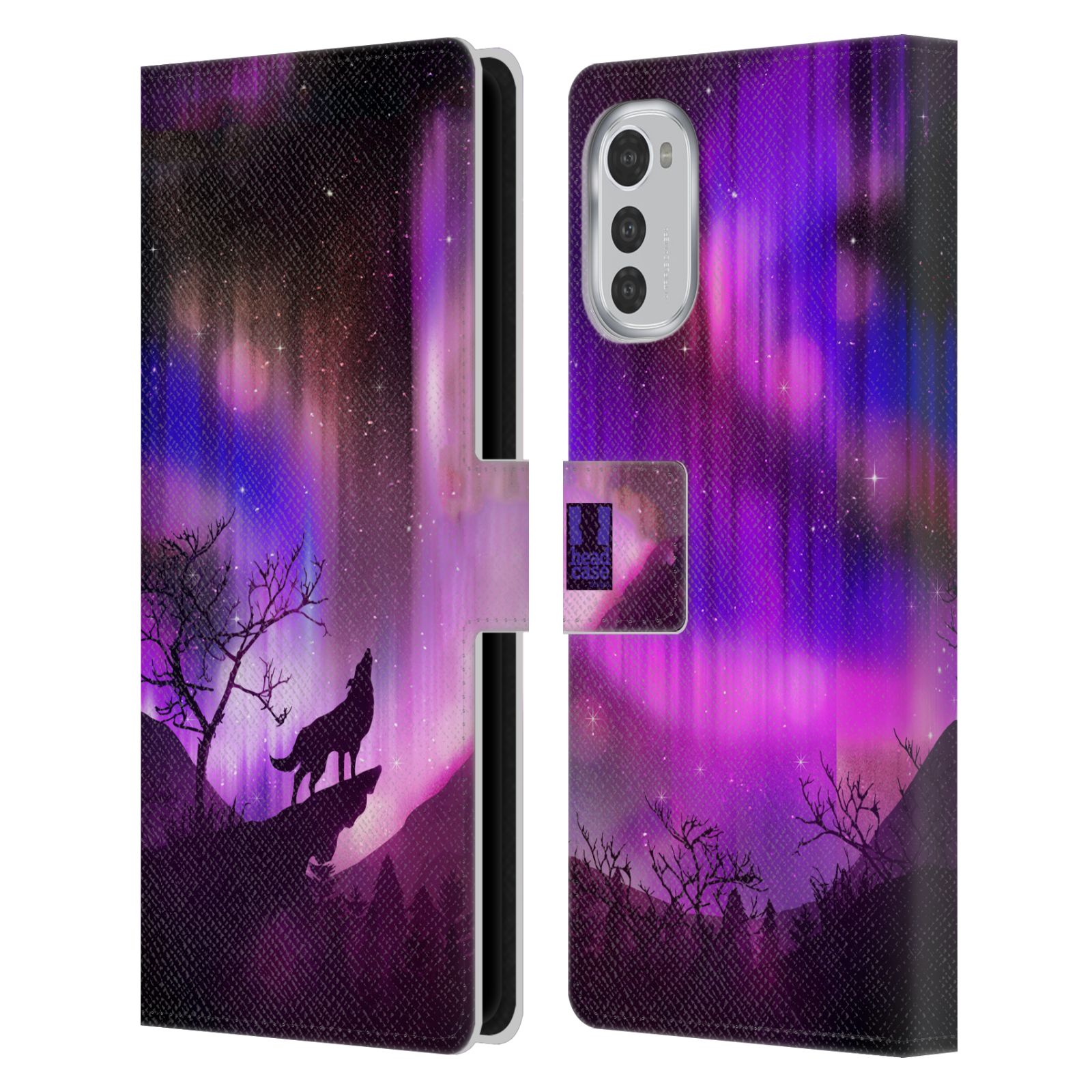 HEAD CASE Pouzdro pro mobil Motorola Moto E32 / E32s - Vlk a polární záře