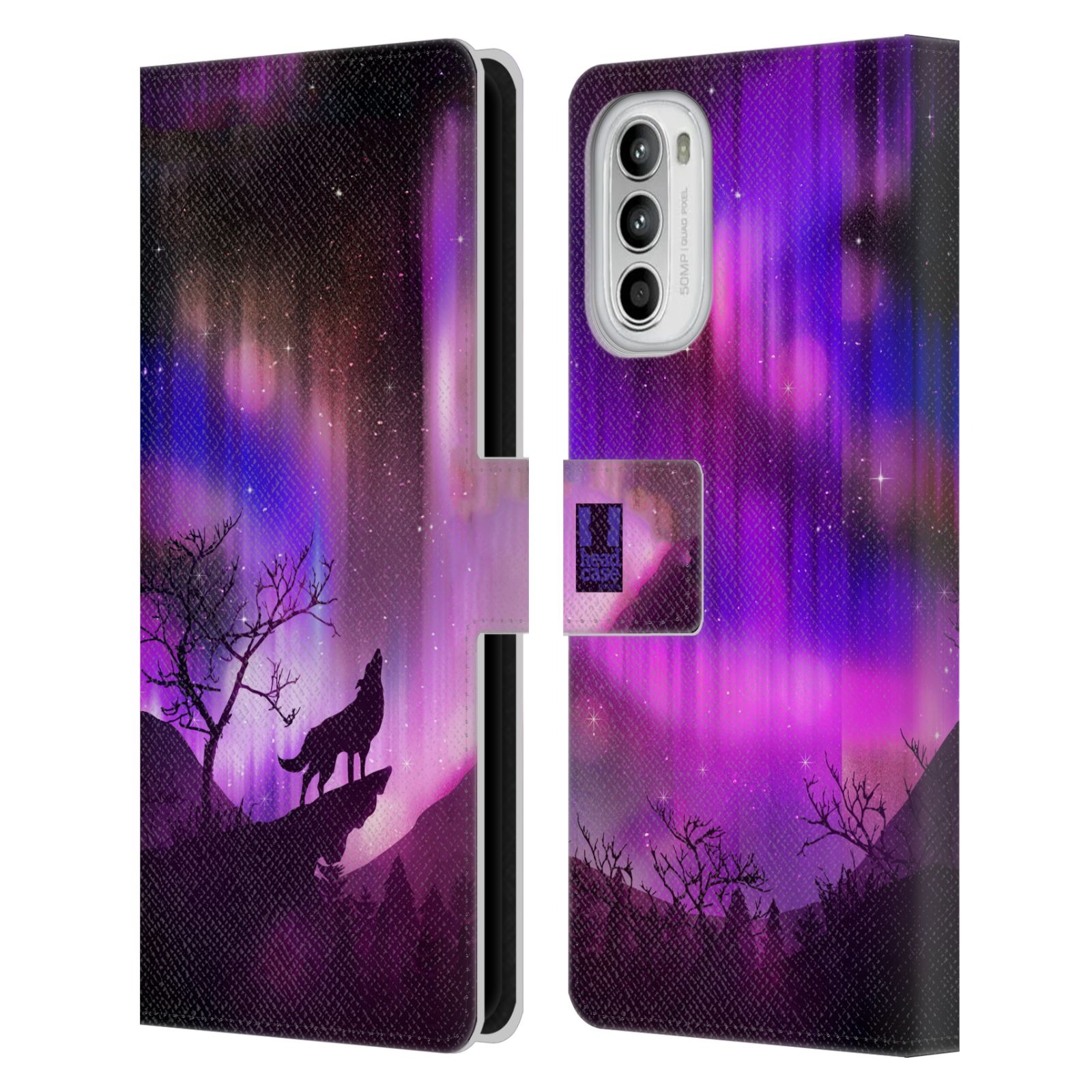 HEAD CASE Pouzdro pro mobil Motorola Moto G52 - Vlk a polární záře