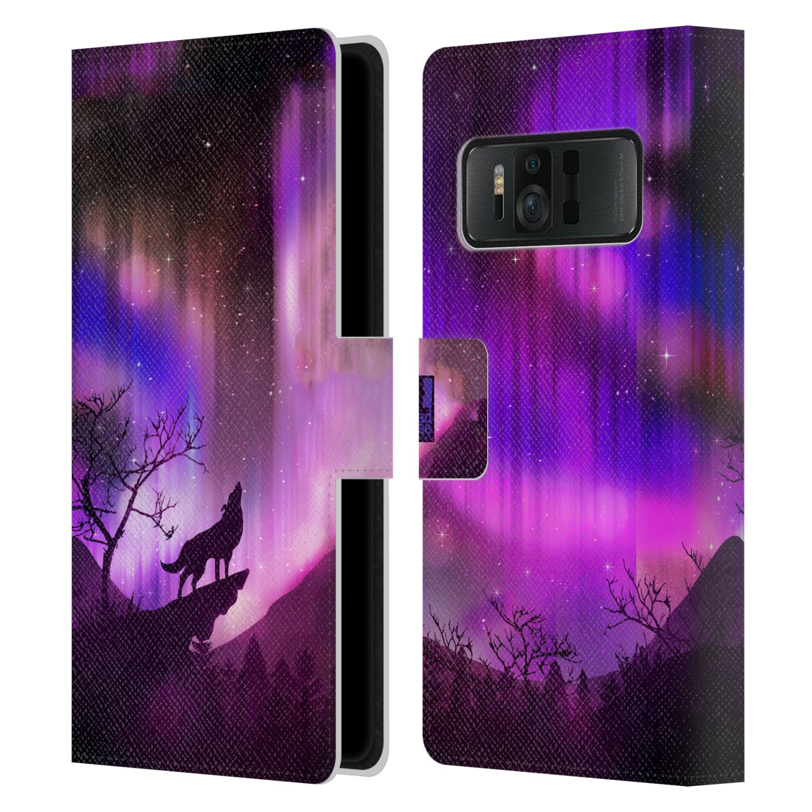 Pouzdro na mobil Asus Zenfone AR ZS571KL - Head Case - vlk a polární záře fialová