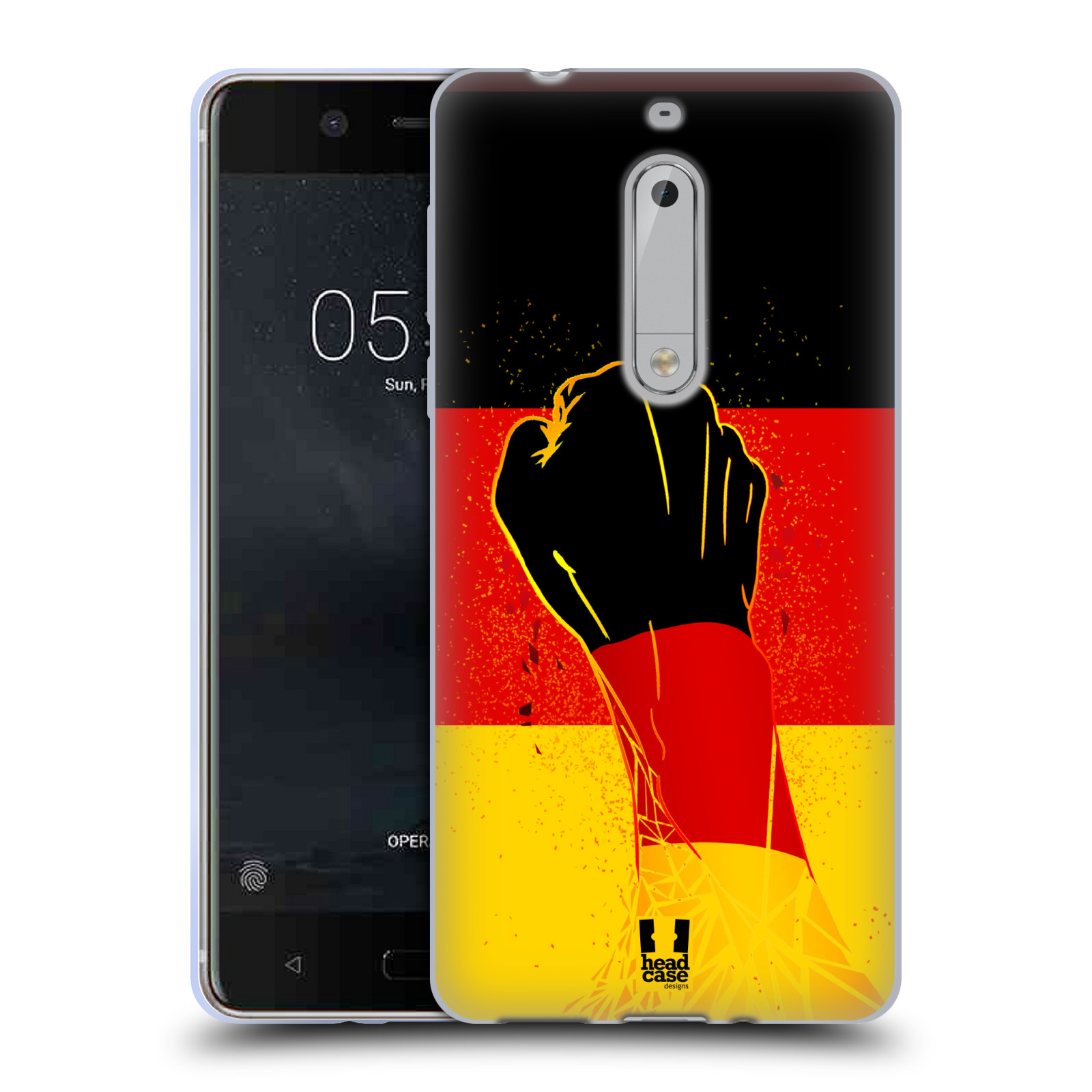 HEAD CASE silikonový obal na mobil Nokia 5 Sport fotbal fanoušek ruka