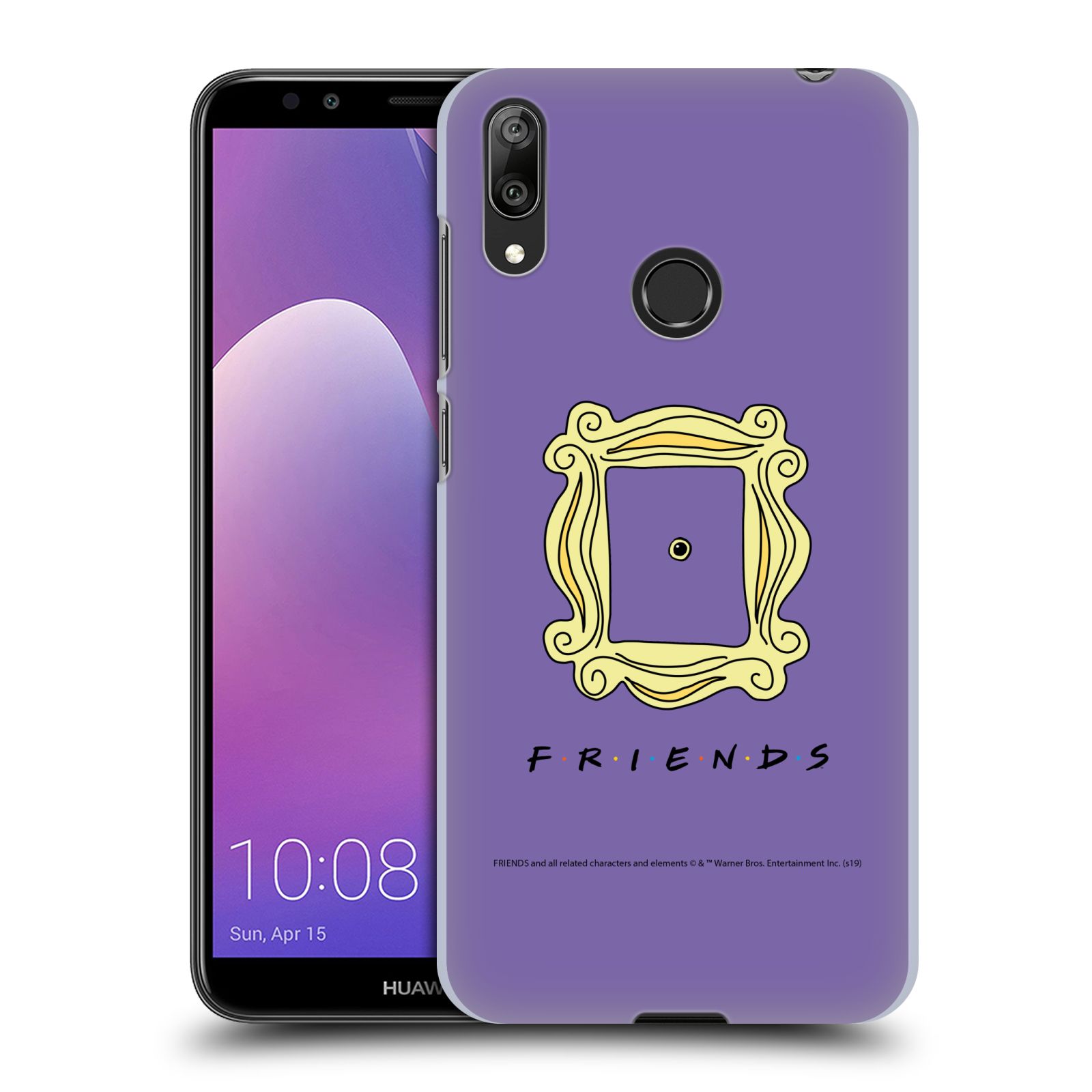 Pouzdro na mobil Huawei Y7 2019 - HEAD CASE - Seriál Přátelé - rám obrazu kukátko