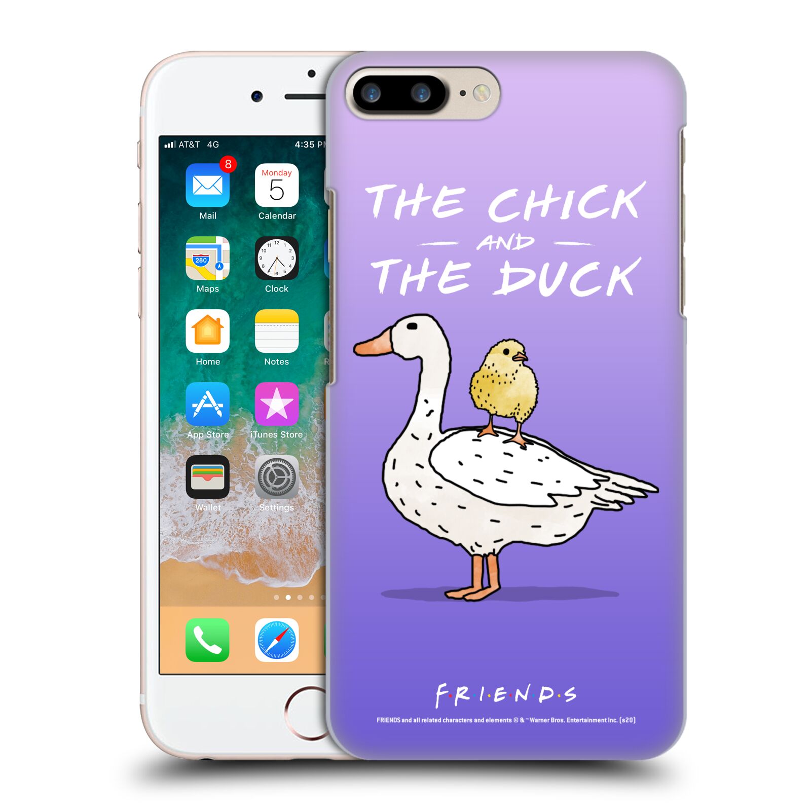 Obal na mobil Apple Iphone 7/8 PLUS - HEAD CASE  - Přátelé - kuře a kachna