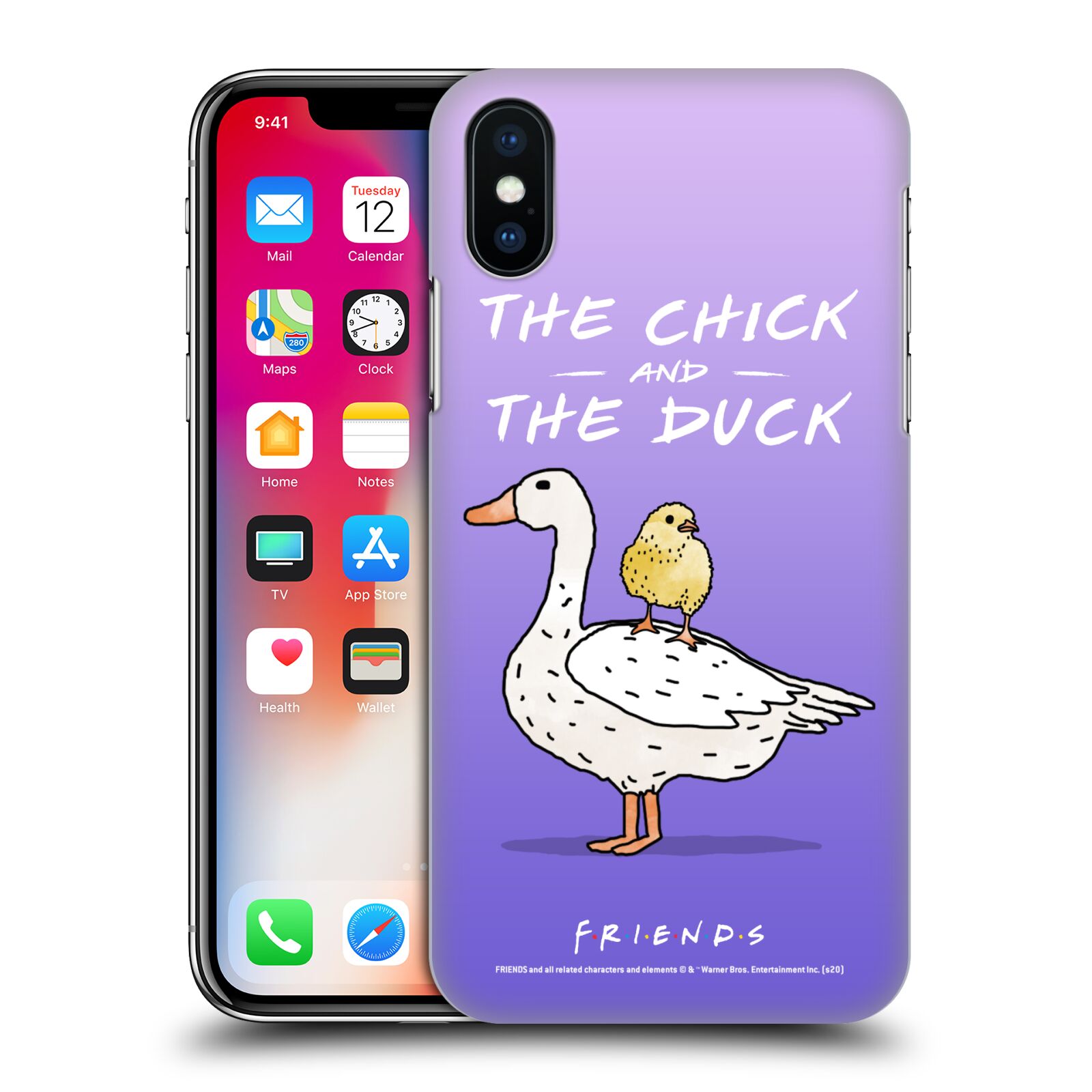 Obal na mobil Apple Iphone X/XS - HEAD CASE  - Přátelé - kuře a kachna