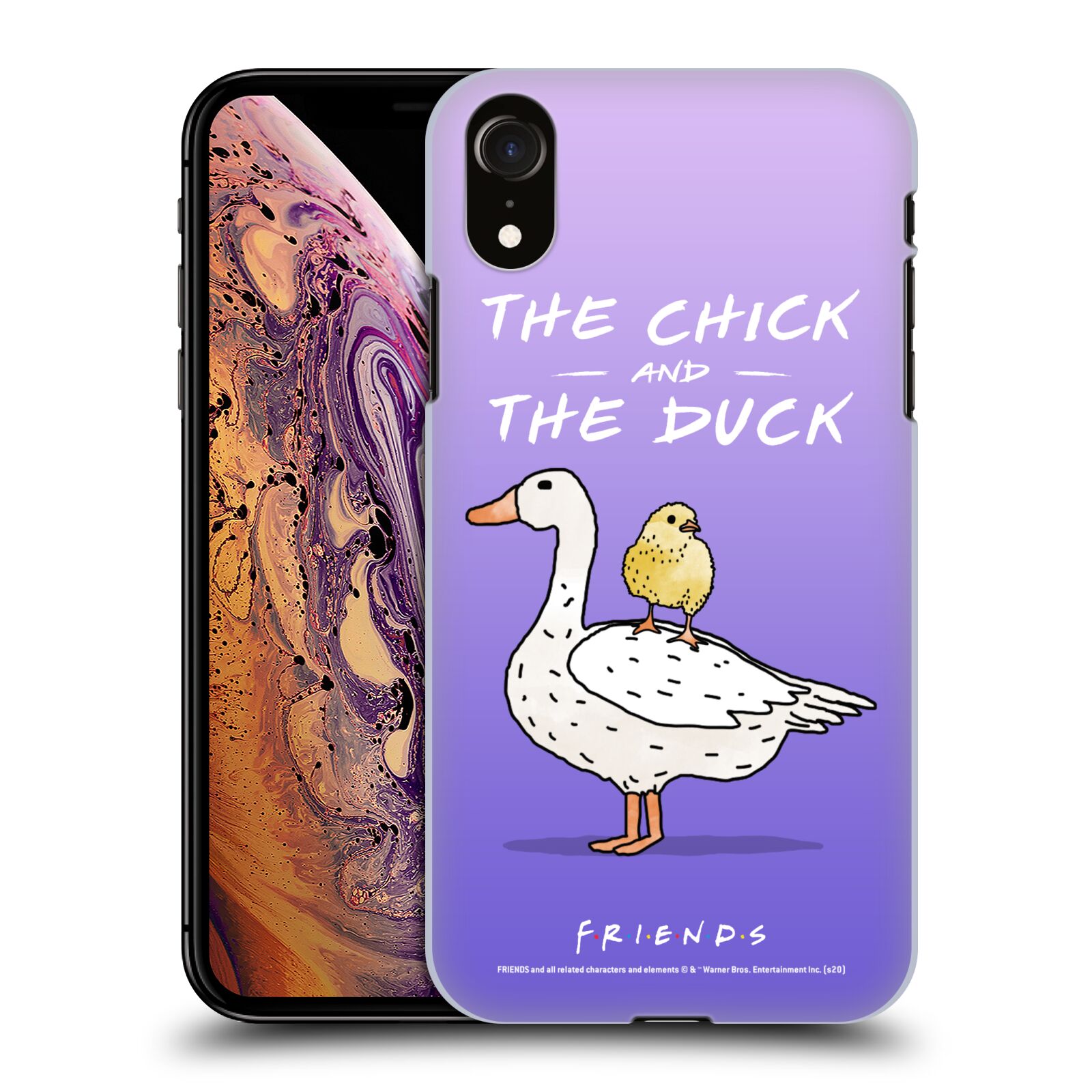 Obal na mobil Apple Iphone XR - HEAD CASE - Přátelé - kuře a kachna
