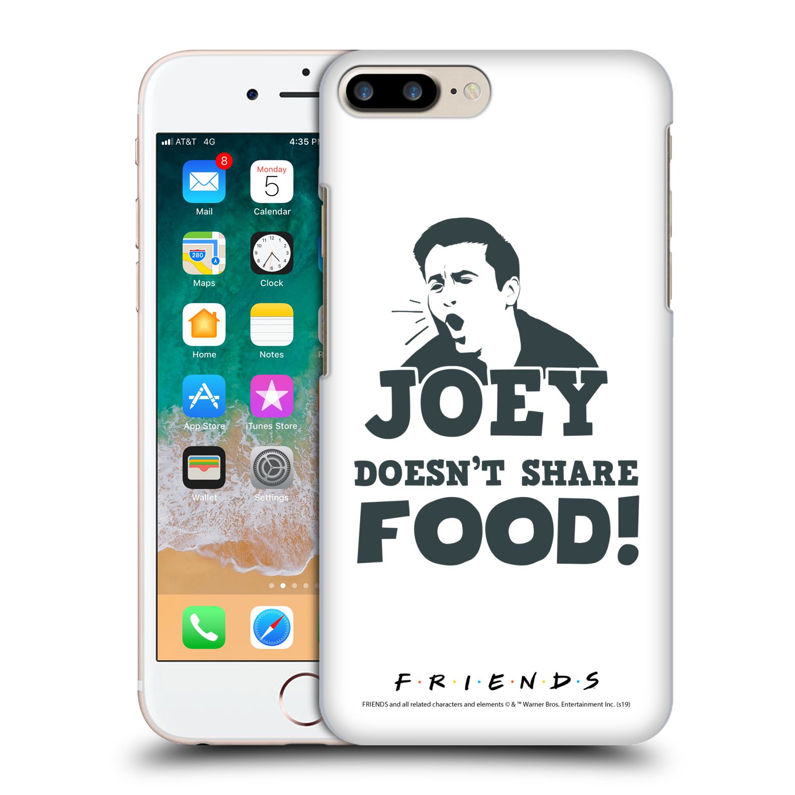 Pouzdro na mobil Apple Iphone 7/8 PLUS - HEAD CASE - Seriál Přátelé - Joey se o jídlo nedělí