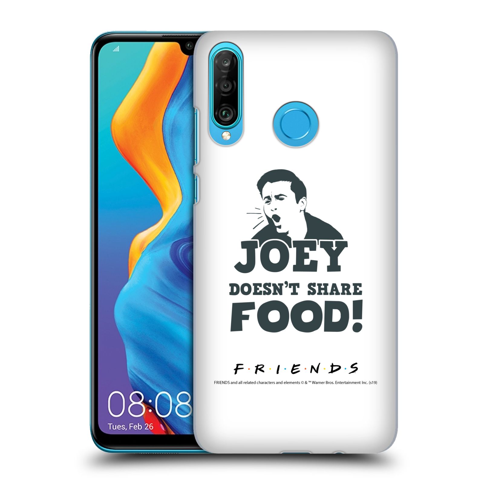 Pouzdro na mobil Huawei P30 LITE - HEAD CASE - Seriál Přátelé - Joey se o jídlo nedělí