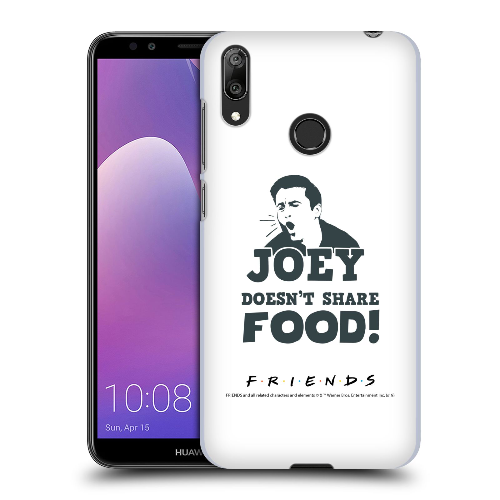 Pouzdro na mobil Huawei Y7 2019 - HEAD CASE - Seriál Přátelé - Joey se o jídlo nedělí