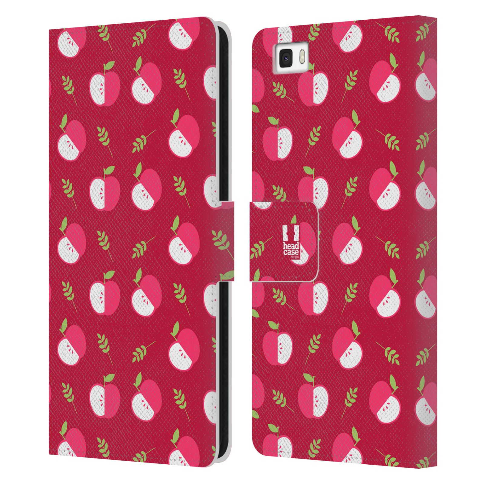 HEAD CASE Flipové pouzdro pro mobil Huawei P8 LITE ovocné motivy jablíčko červený odstín