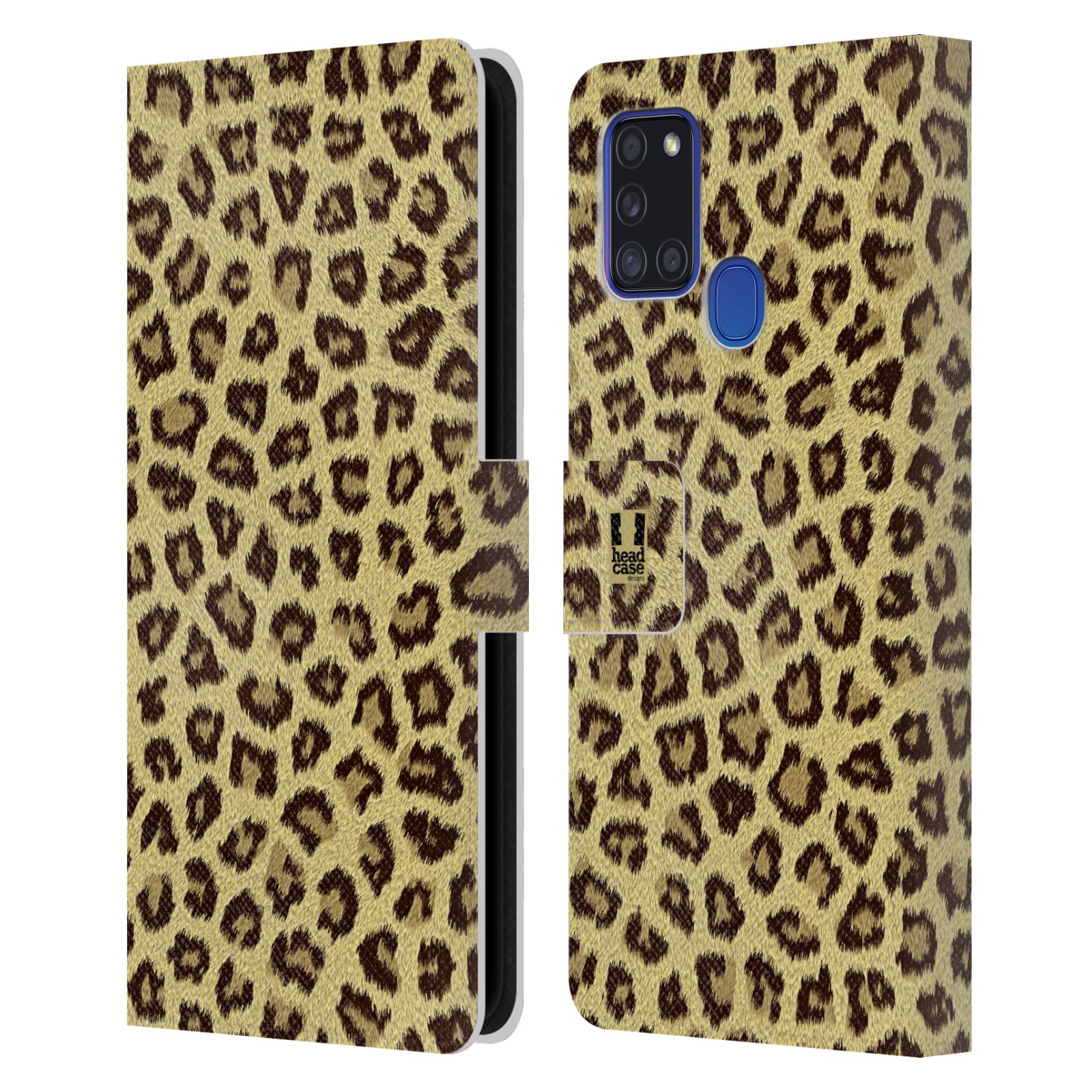 HEAD CASE Flipové pouzdro pro mobil Samsung Galaxy A21s zvíře srst divoká kolekce jaguár, gepard